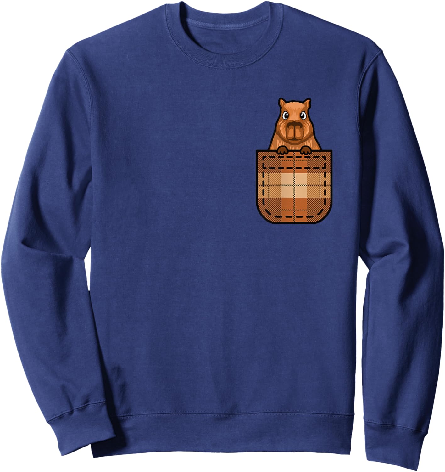Funny Capybara Pocket Capybara Lover Men Women Kids Sweatshirt - Sweatshirt | Navy