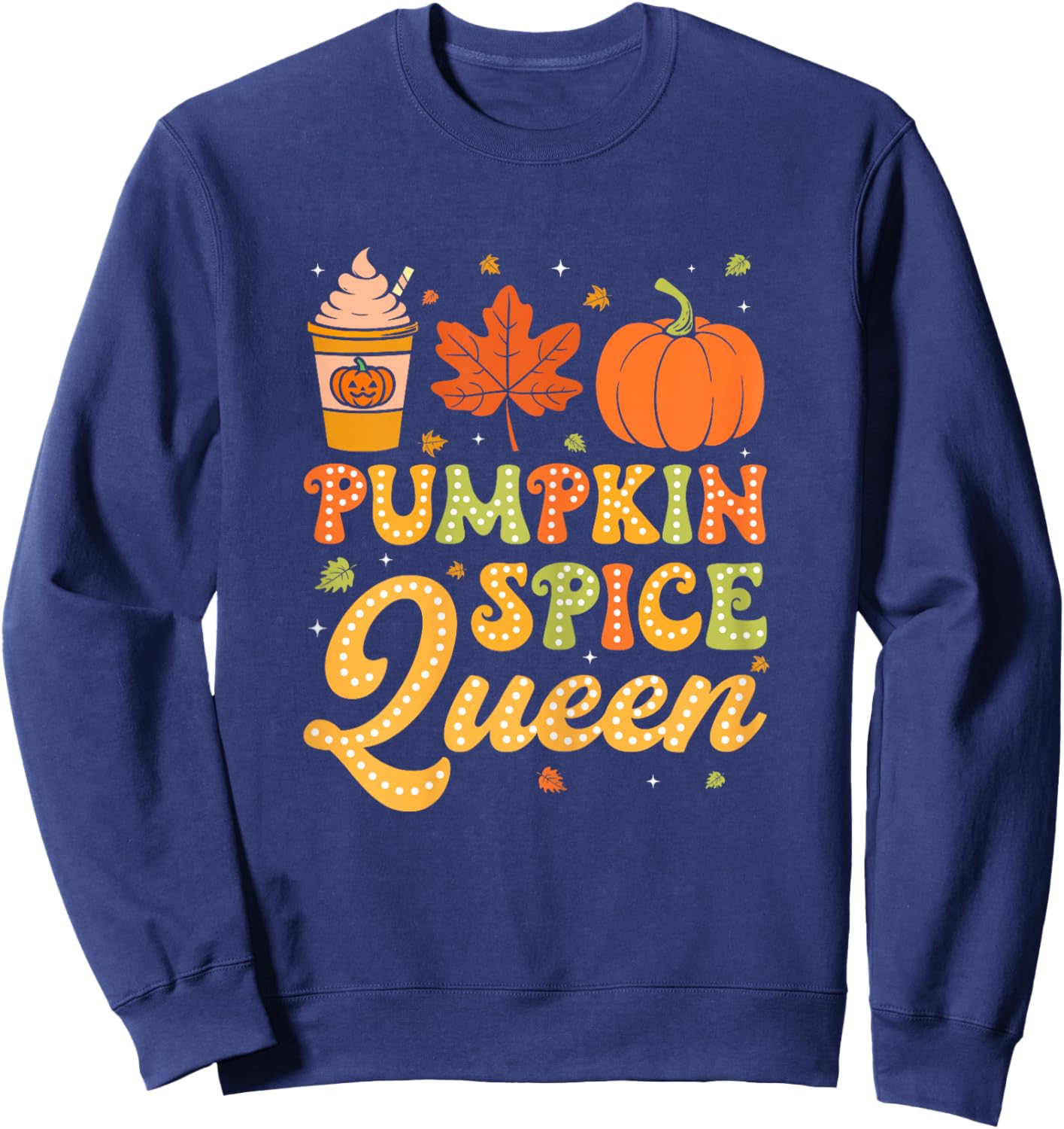 Groovy Pumpkin Spice Queen Halloween Thanksgiving Fall Girls Sweatshirt - Sweatshirt | Navy