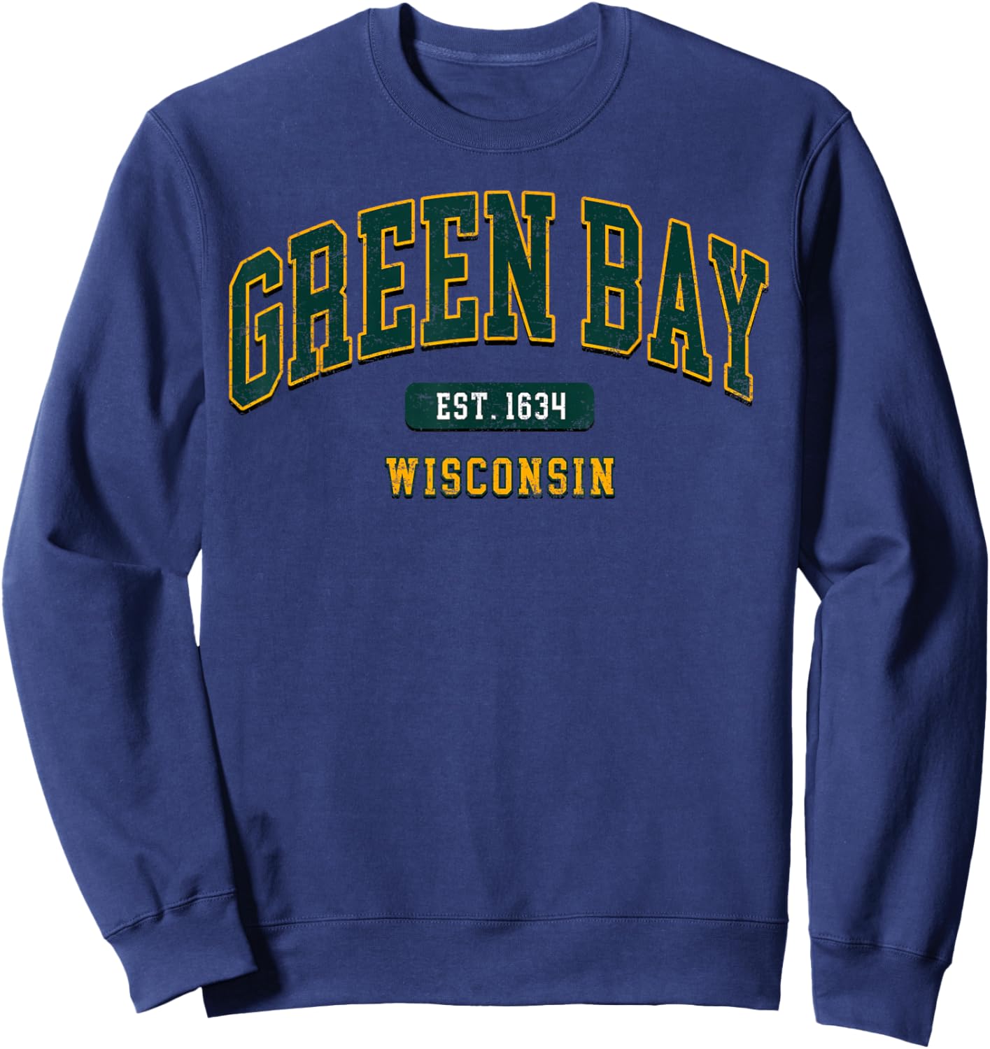 Green Bay Arch Vintage Athletic Sports Design Men Women Sweatshirt - Sweatshirt | Navy