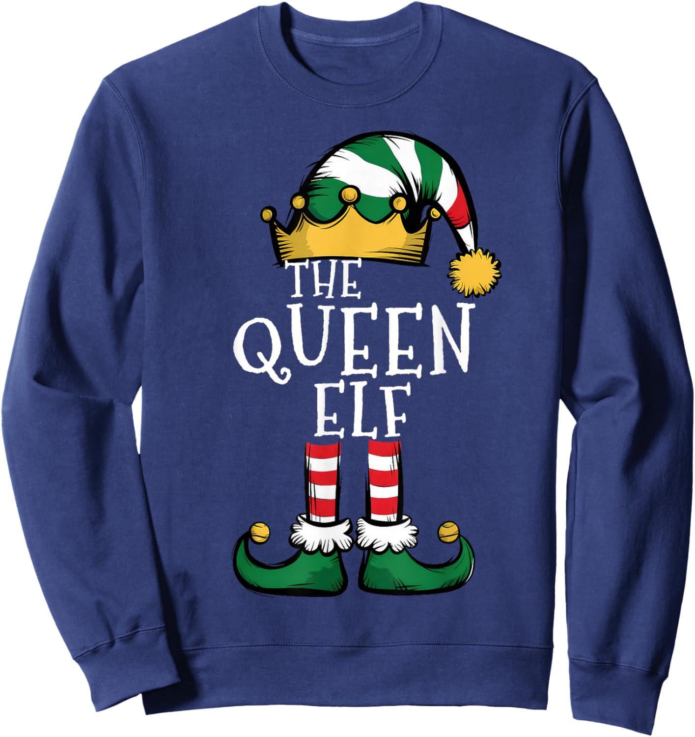 The Queen Elf Family Matching Christmas Elf Women Girl Sweatshirt - Sweatshirt | Navy