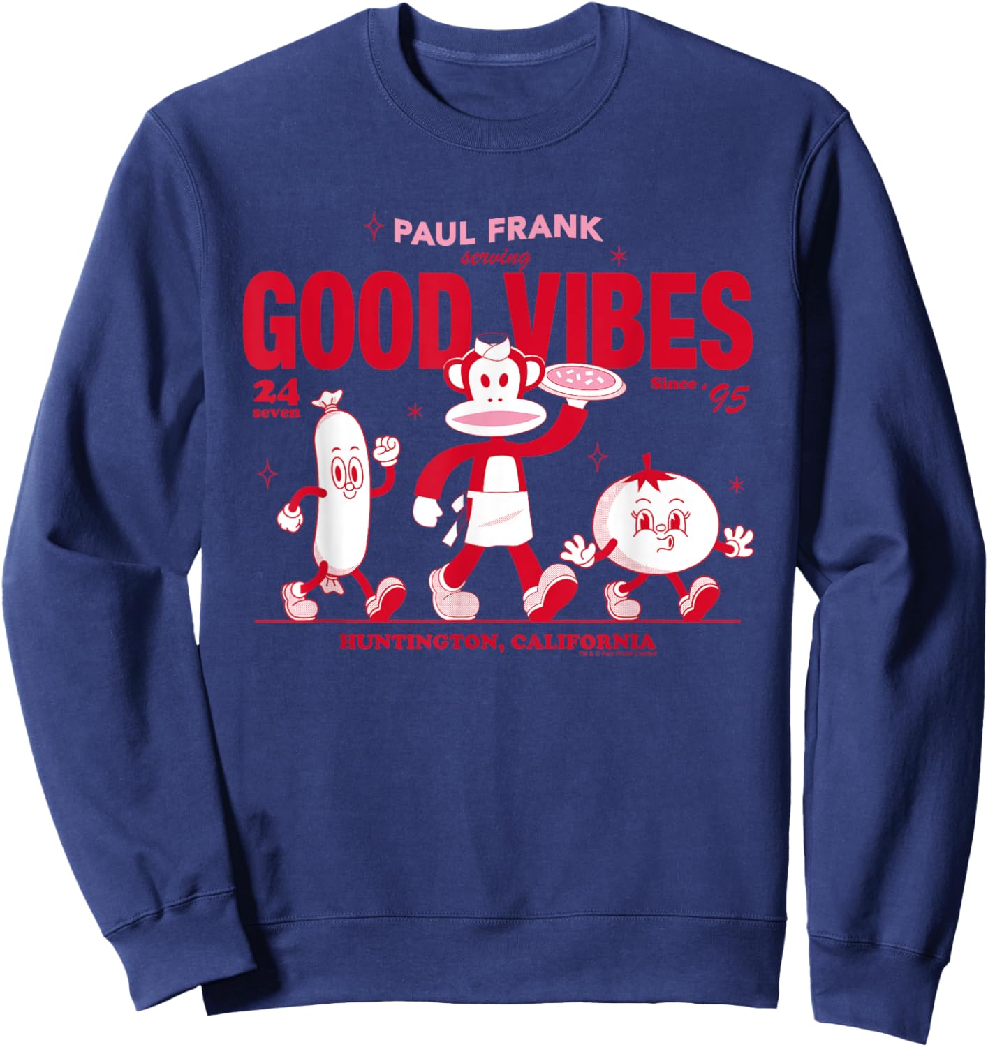 Paul Frank Julius The Monkey Serving Good Vibes California Sweatshirt - Sweatshirt | Navy