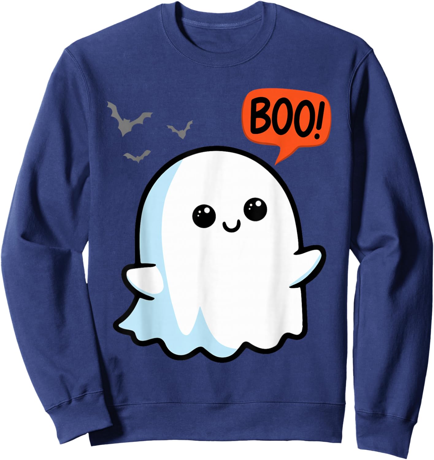 Ghost Saying Boo Spooky Halloween Cute toddler boys girls Sweatshirt - Sweatshirt | Navy