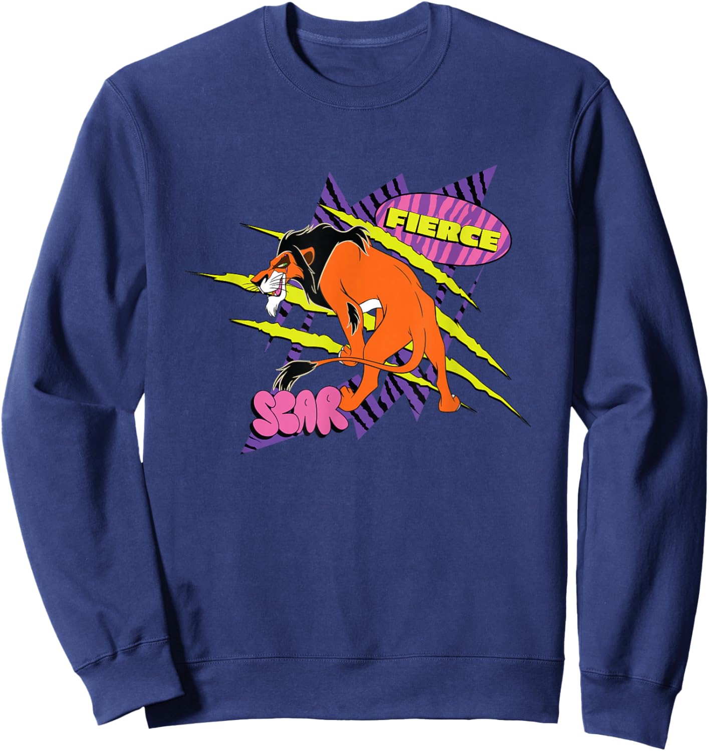 Disney The Lion King Fierce Scar 90's Retro Big Chest Logo Sweatshirt - Sweatshirt | Navy