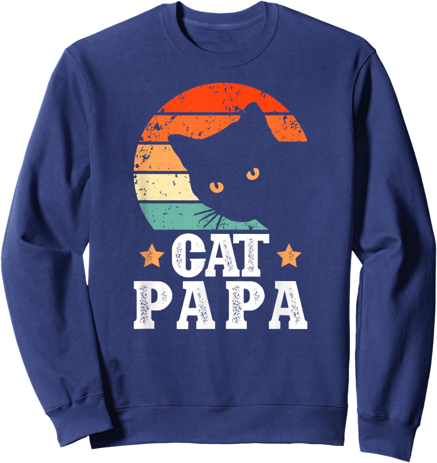 Cat Papa Retro Cat Lover Papa Cat Papa Grandpa Sweatshirt - Sweatshirt | Navy