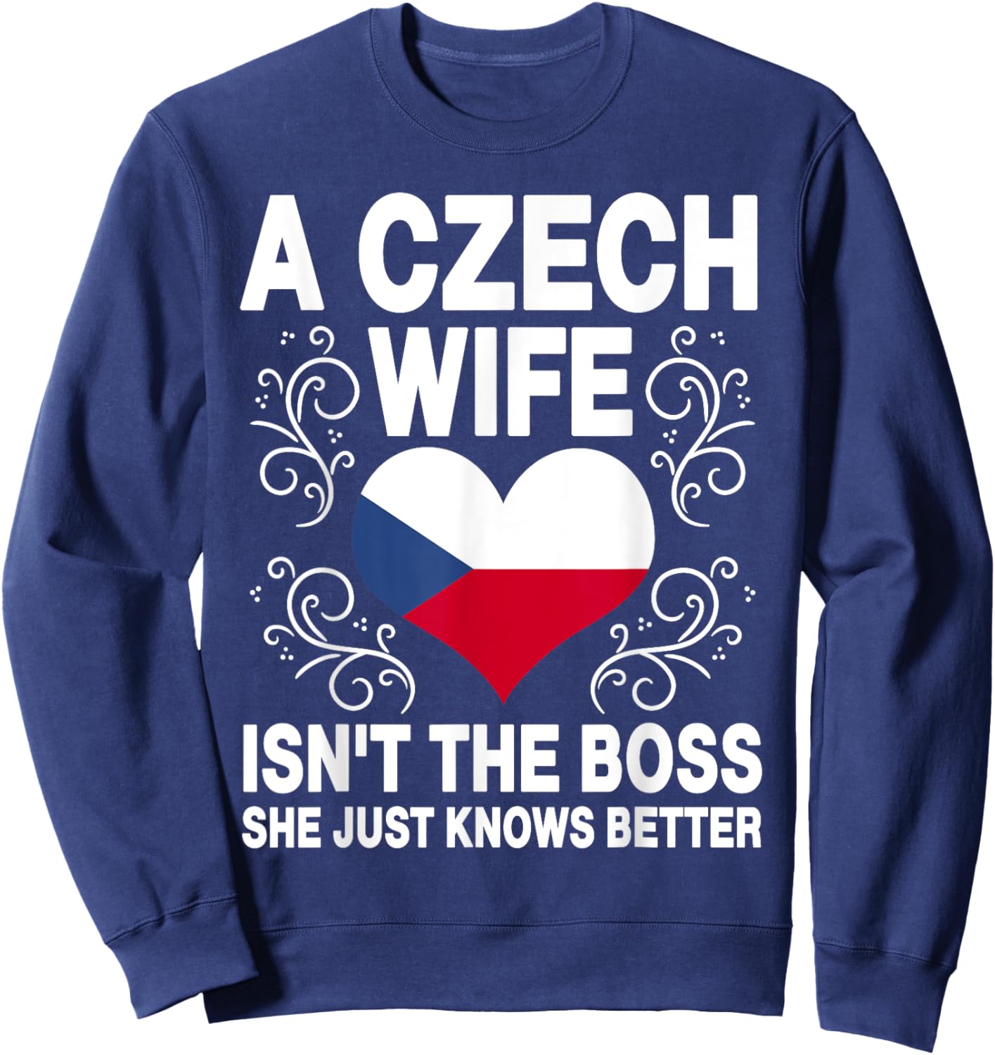 Funnz Czech Wife Saying Czech Flag Heart Czech Women Sweatshirt - Sweatshirt | Navy