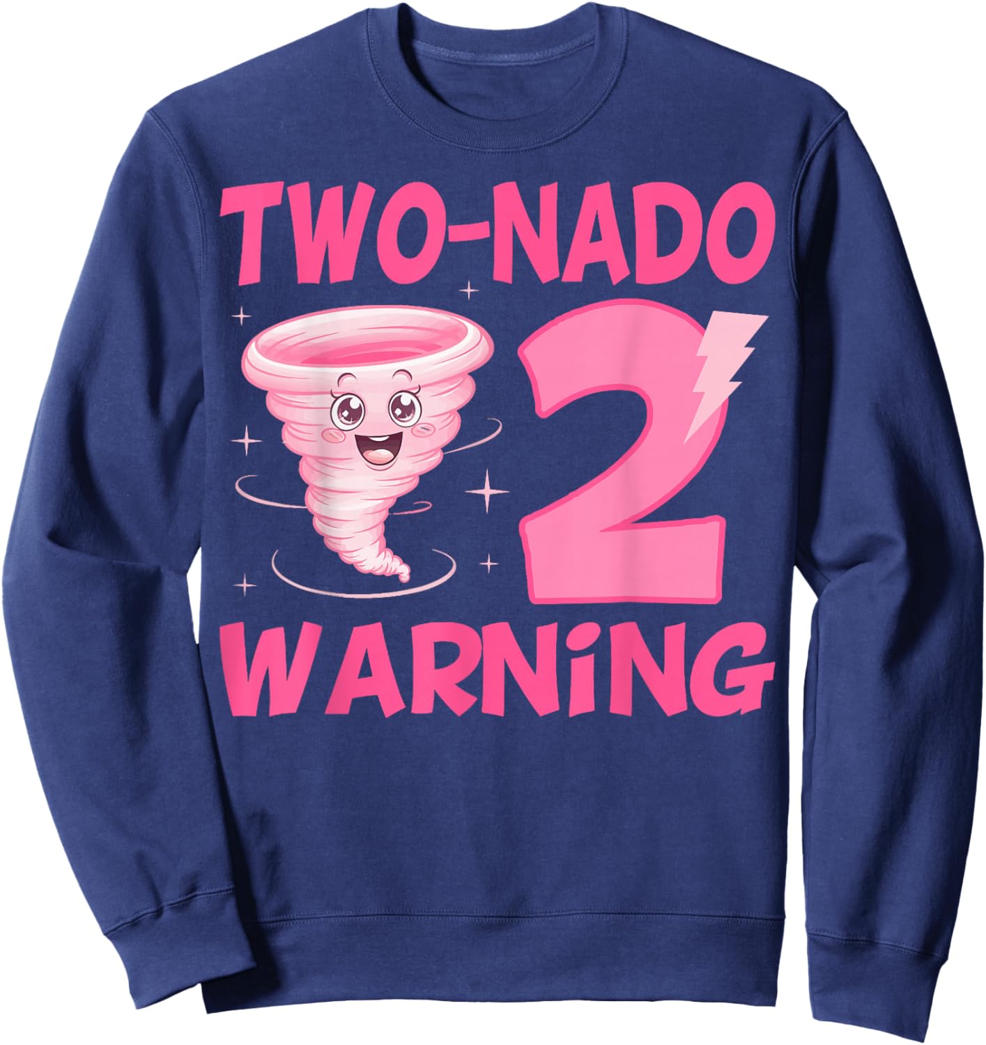 Kids Two-nado Warning 2nd Birthday Pink Tornado Birthday Sweatshirt - Sweatshirt | Navy