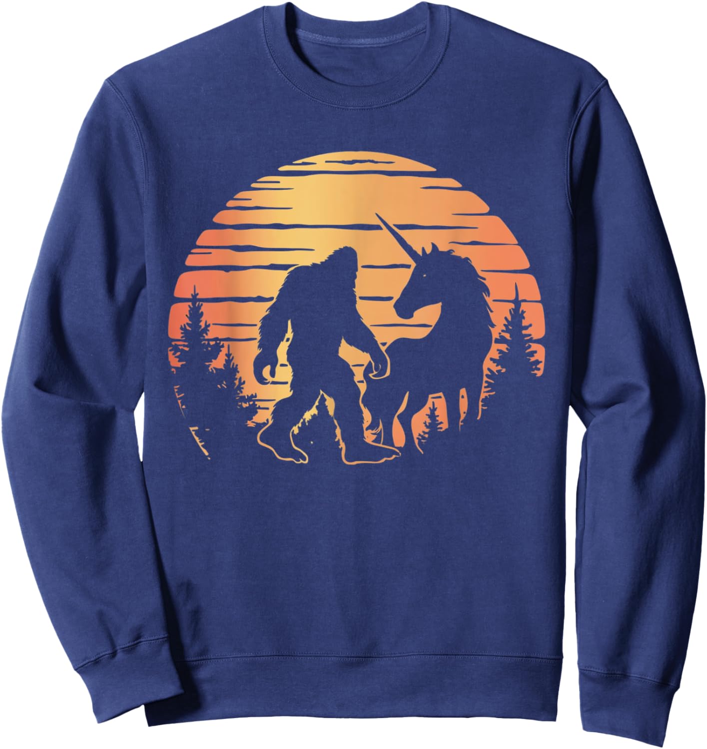 Bigfoot And Unicorn Women And Kids! Retro Sasquatch Sweatshirt - Sweatshirt | Navy