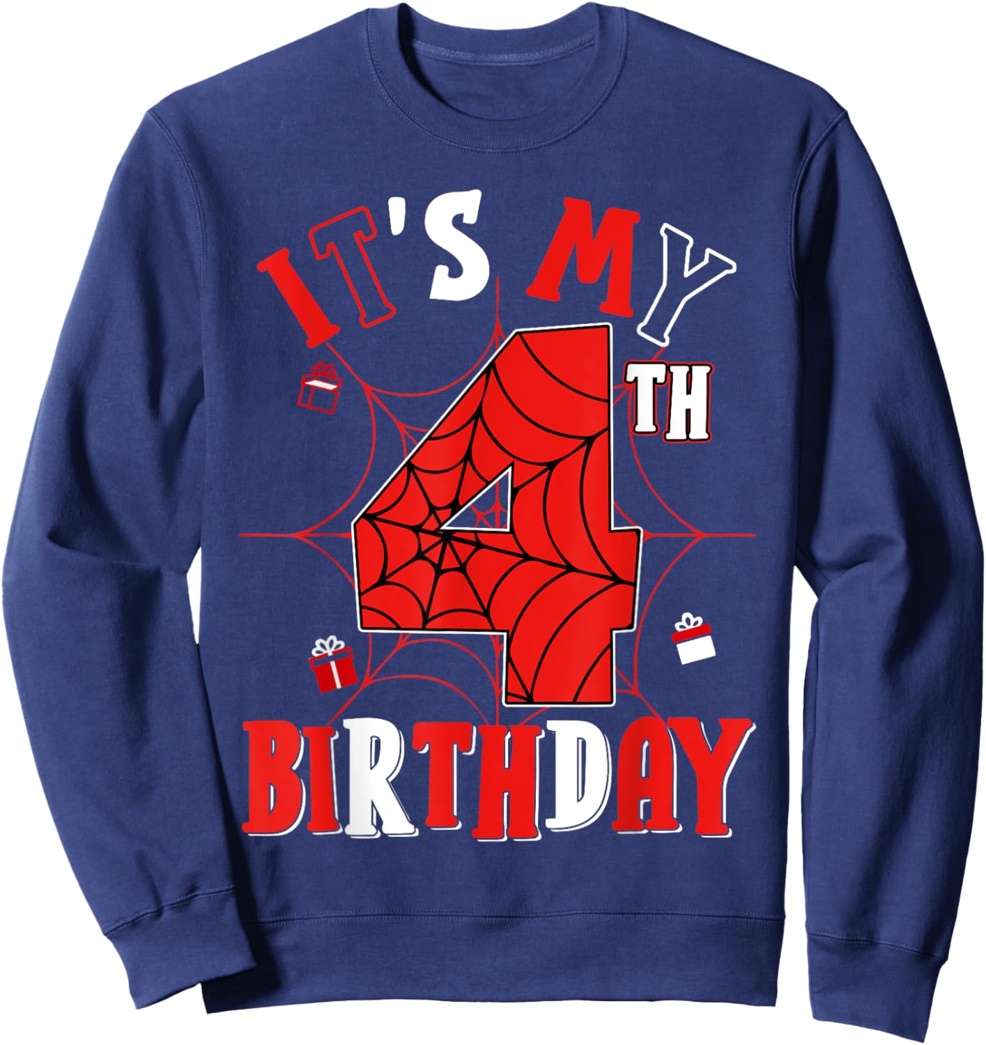 Birthday Party Spider Web Costume It's My 4th Birthday Sweatshirt - Sweatshirt | Navy
