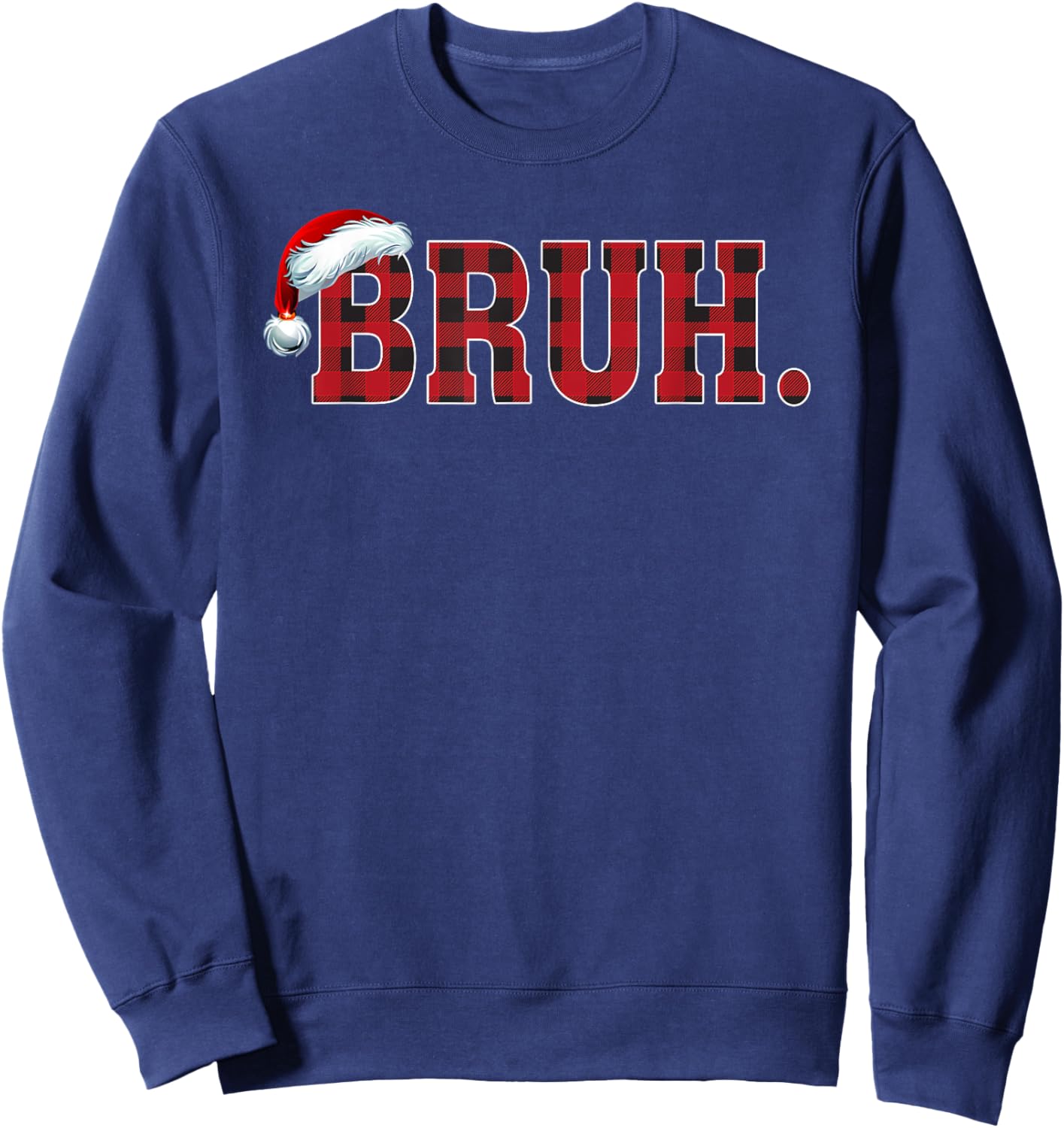 Bruh Funny Christmas Plaid Teens Boys Kids Xmas Pajamas Sweatshirt - Sweatshirt | Navy