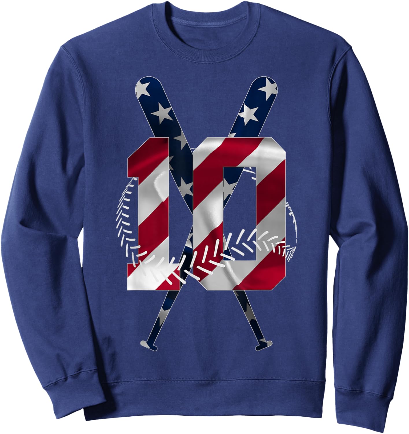 Number 10 Years Baseball 10th Birthday Sweatshirt - Sweatshirt | Navy