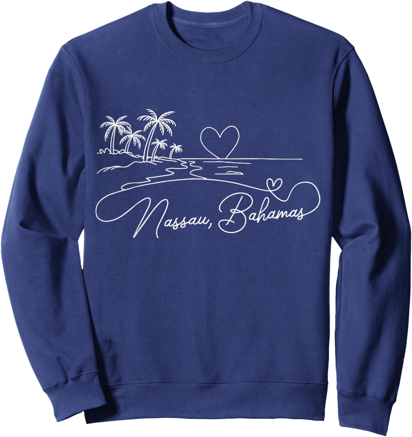 Nassau Bahamas Signature Heart Art Romantic Island Souvenir Sweatshirt - Sweatshirt | Navy