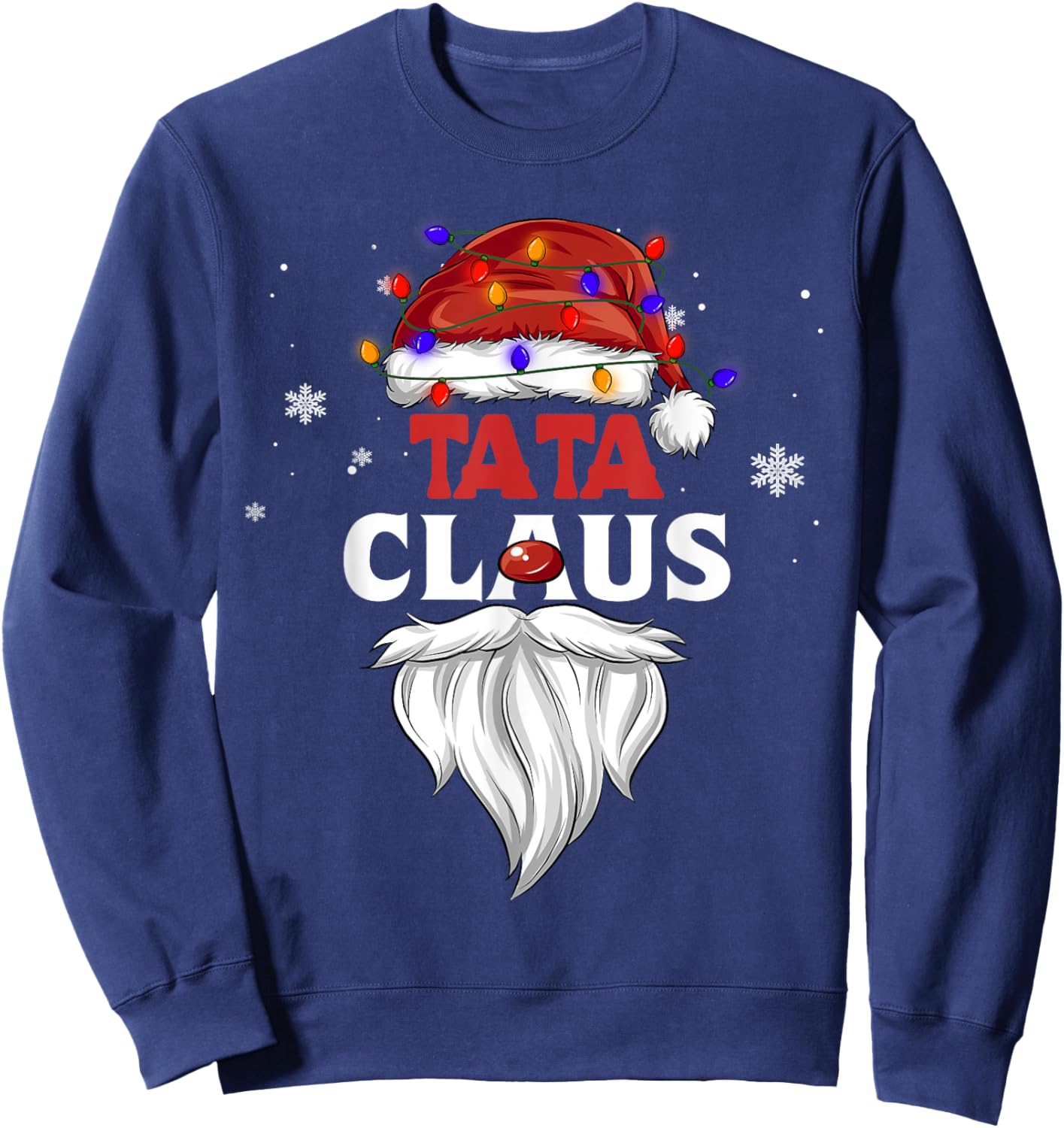 Tata Claus Christmas Lights Pajama Family Matching Party Sweatshirt - Sweatshirt | Navy