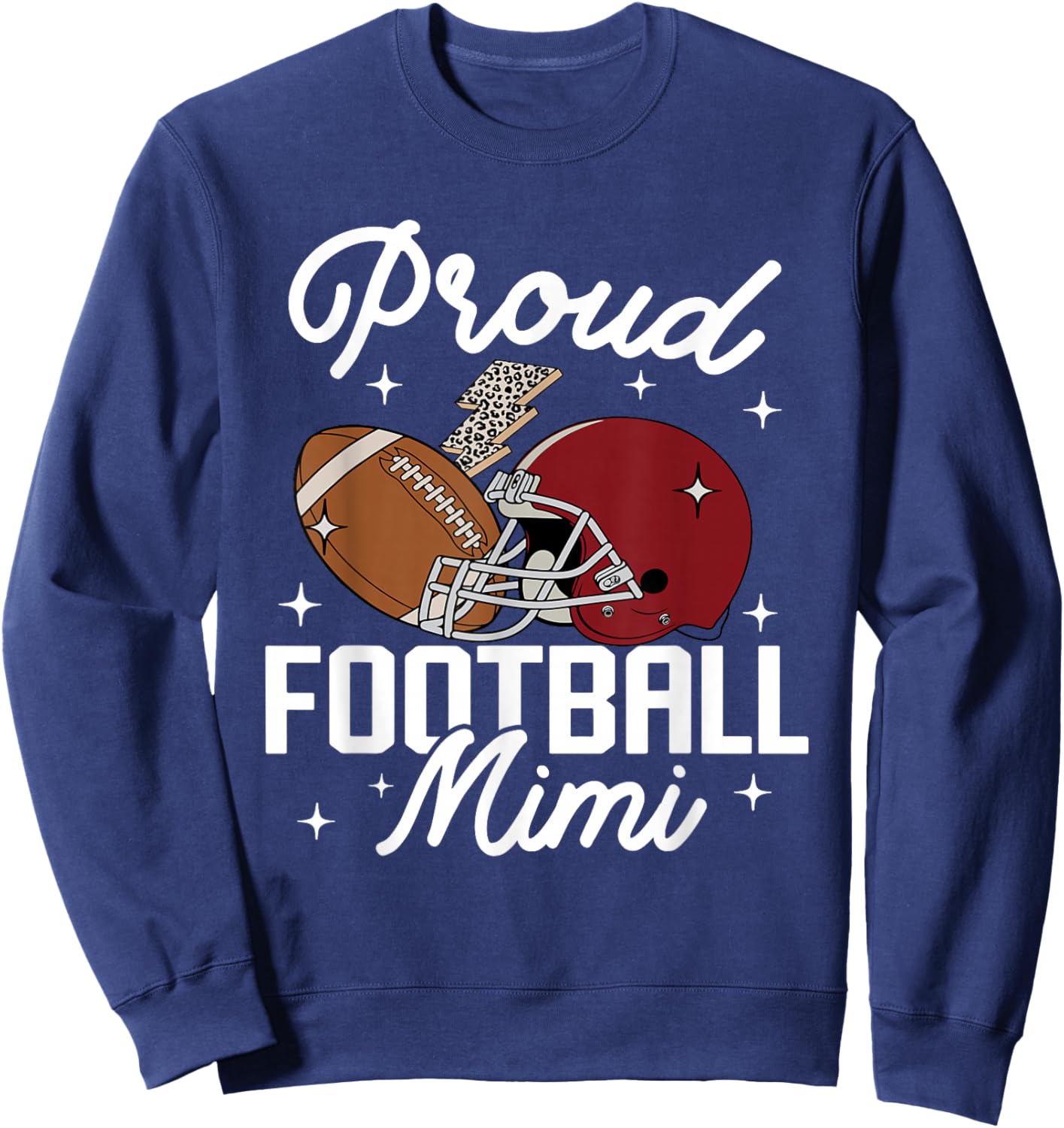 Proud Football Mimi Grandma Leopard American Football Family Sweatshirt - Sweatshirt | Navy