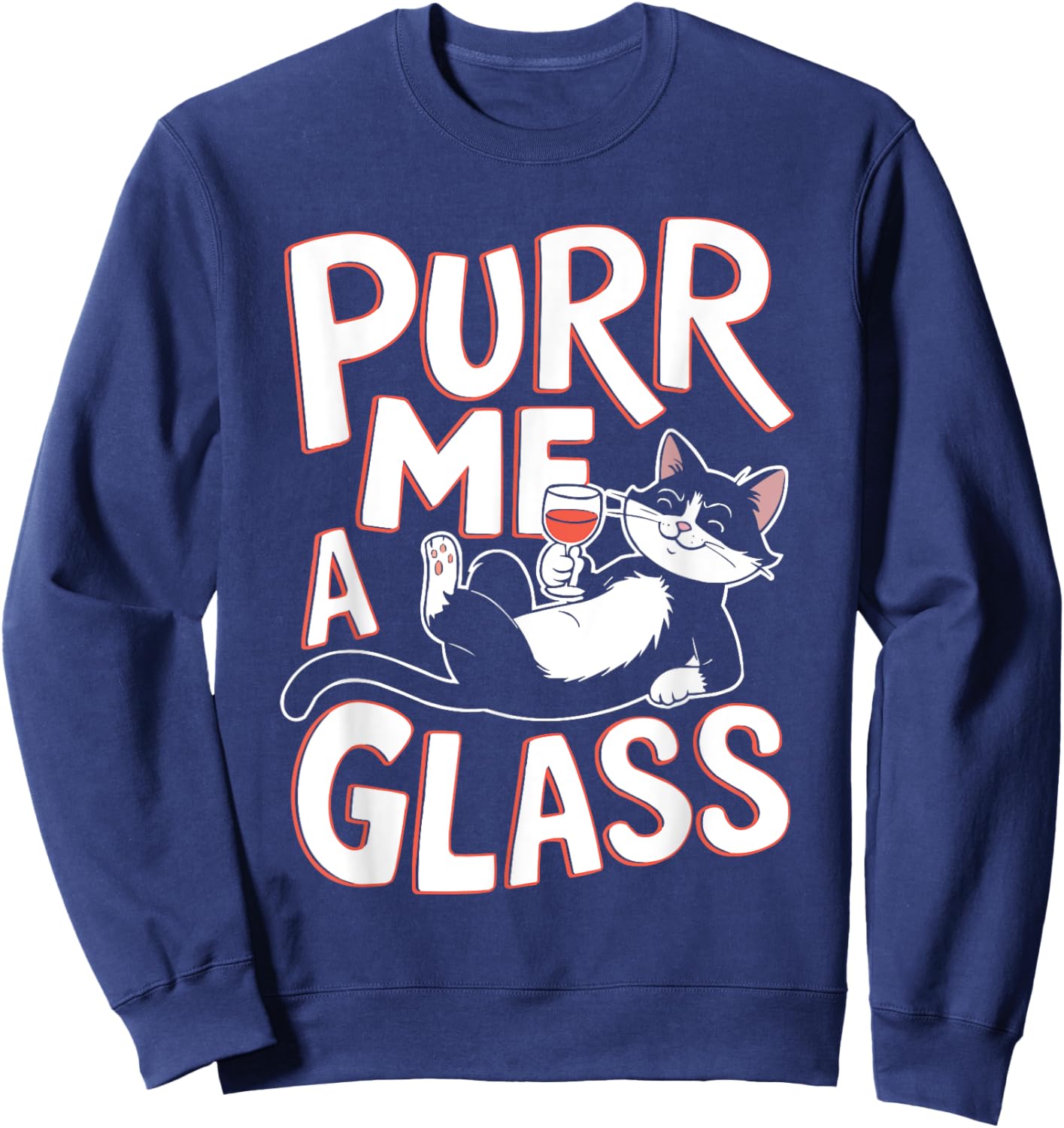 Wine Cat Owner Kitty Meow Alcohol Drinking Winemaker Sweatshirt - Sweatshirt | Navy
