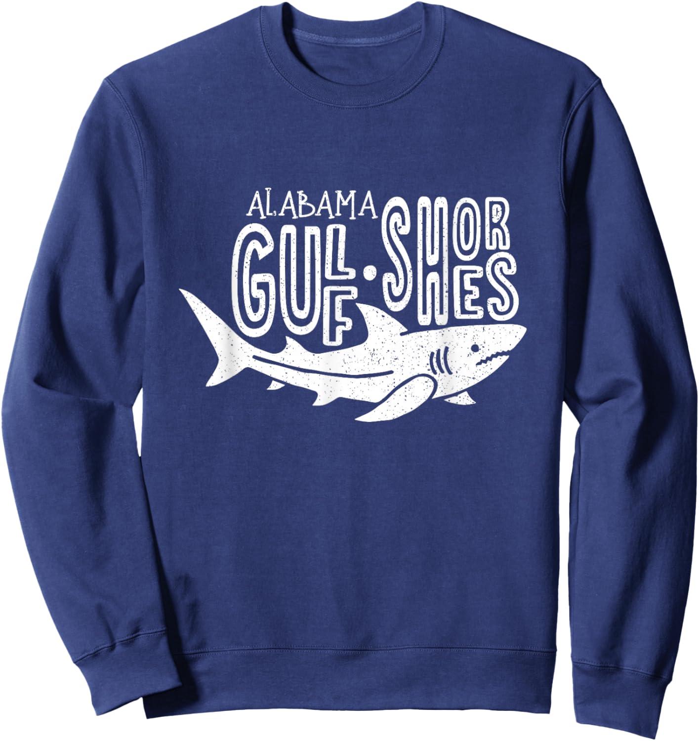 Alabama Gulf Shores Shark Graphic Vintage Souvenir Sweatshirt - Sweatshirt | Navy