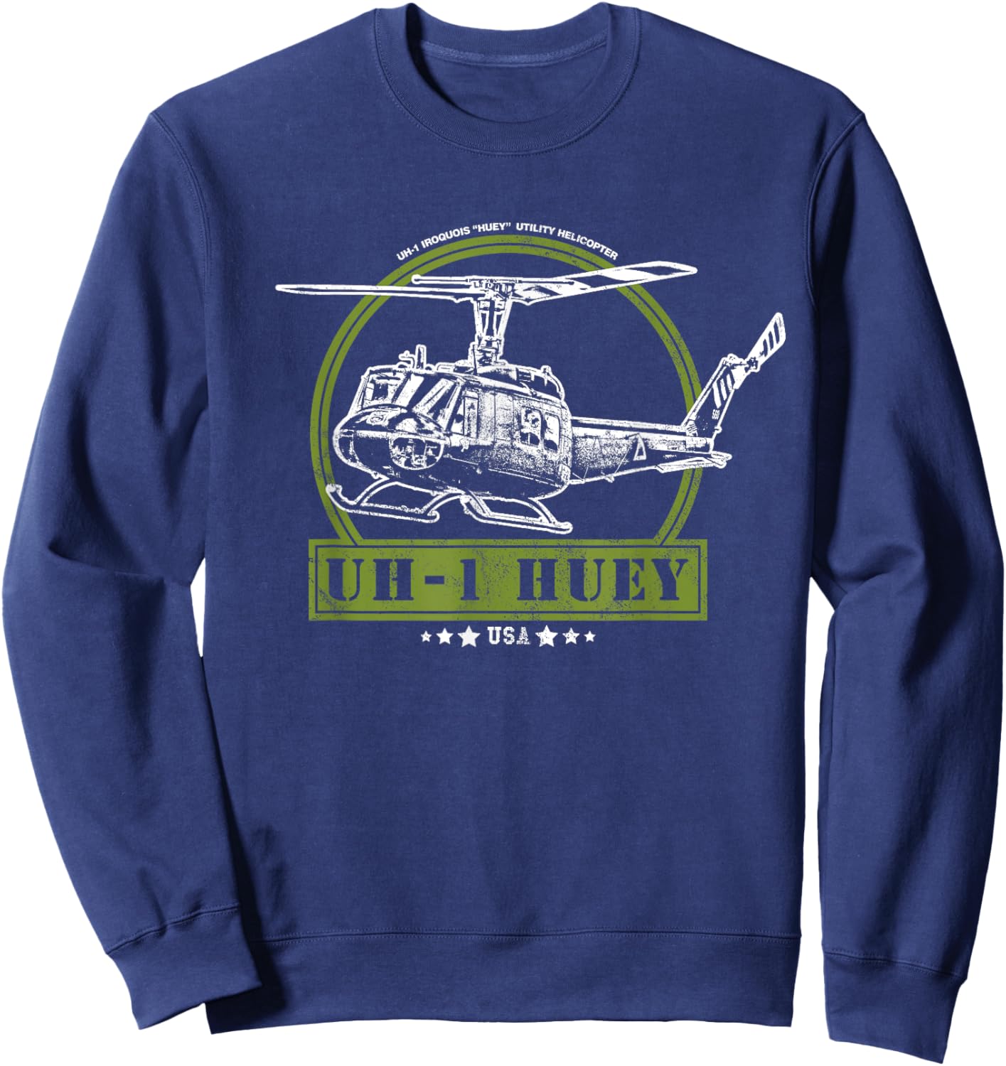 UH-1 Iroquois Huey Helicopter Sweatshirt - Sweatshirt | Navy