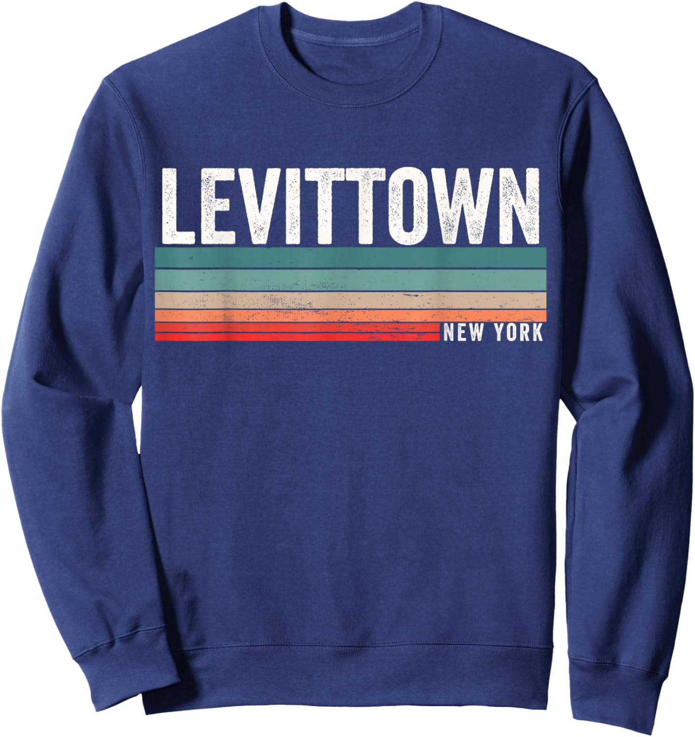 Levittown New York Retro Sunset, Levittown NY, Levittown Sweatshirt - Sweatshirt | Navy