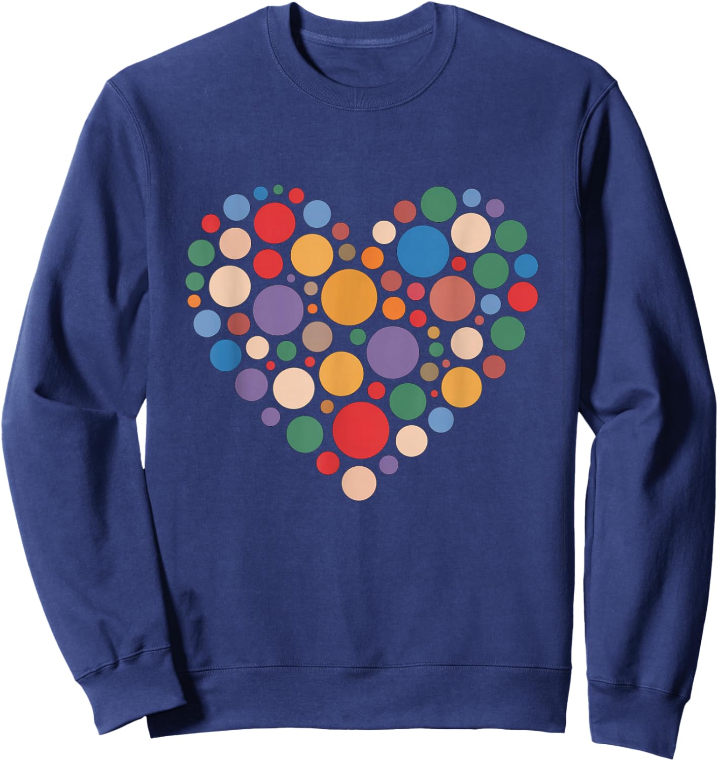 Colorful Rainbow Polka Dot Heart Sweatshirt - Sweatshirt | Navy