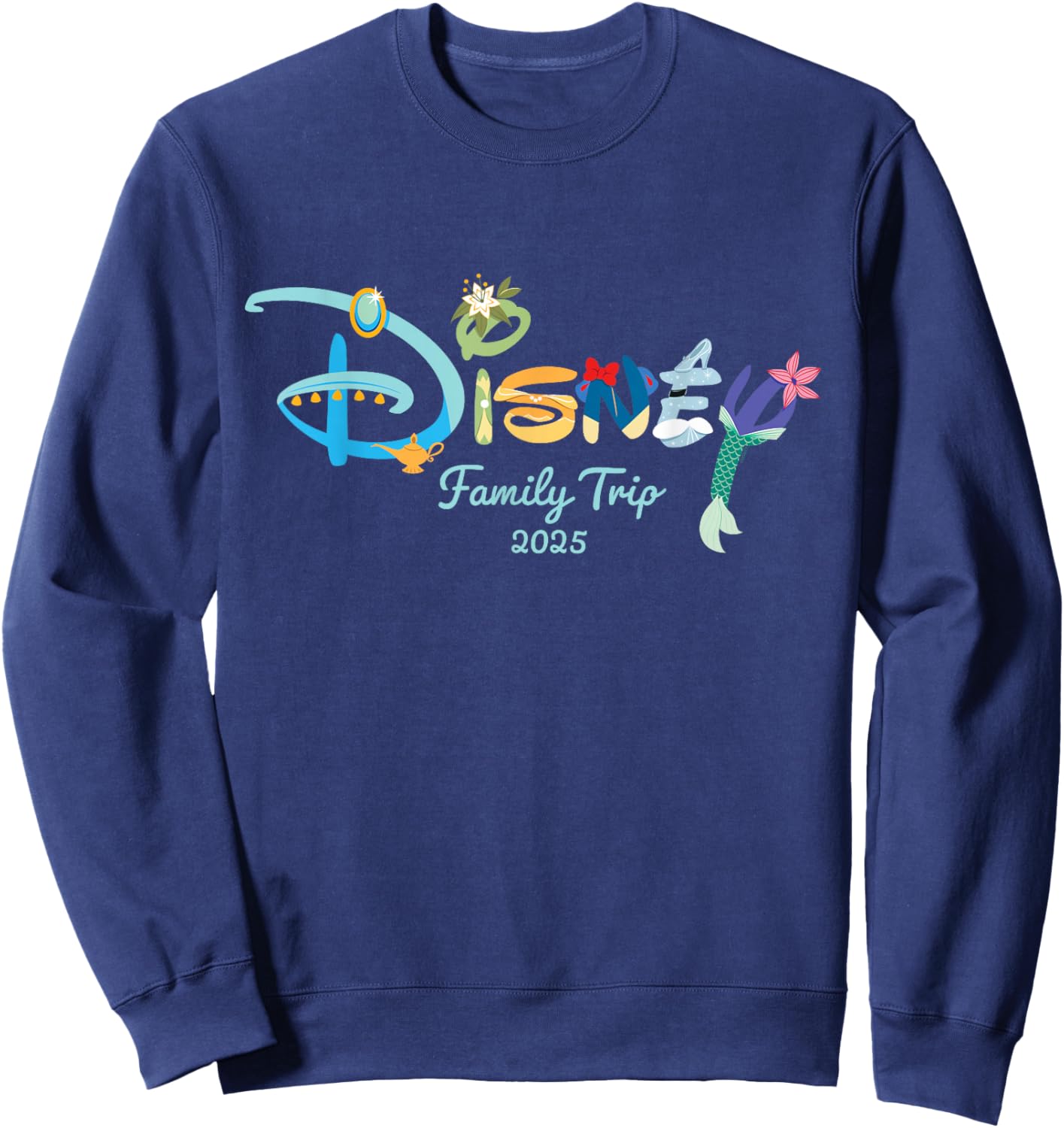 Disney Princess Letters Logo Family Trip Matching 2025 Sweatshirt - Sweatshirt | Navy