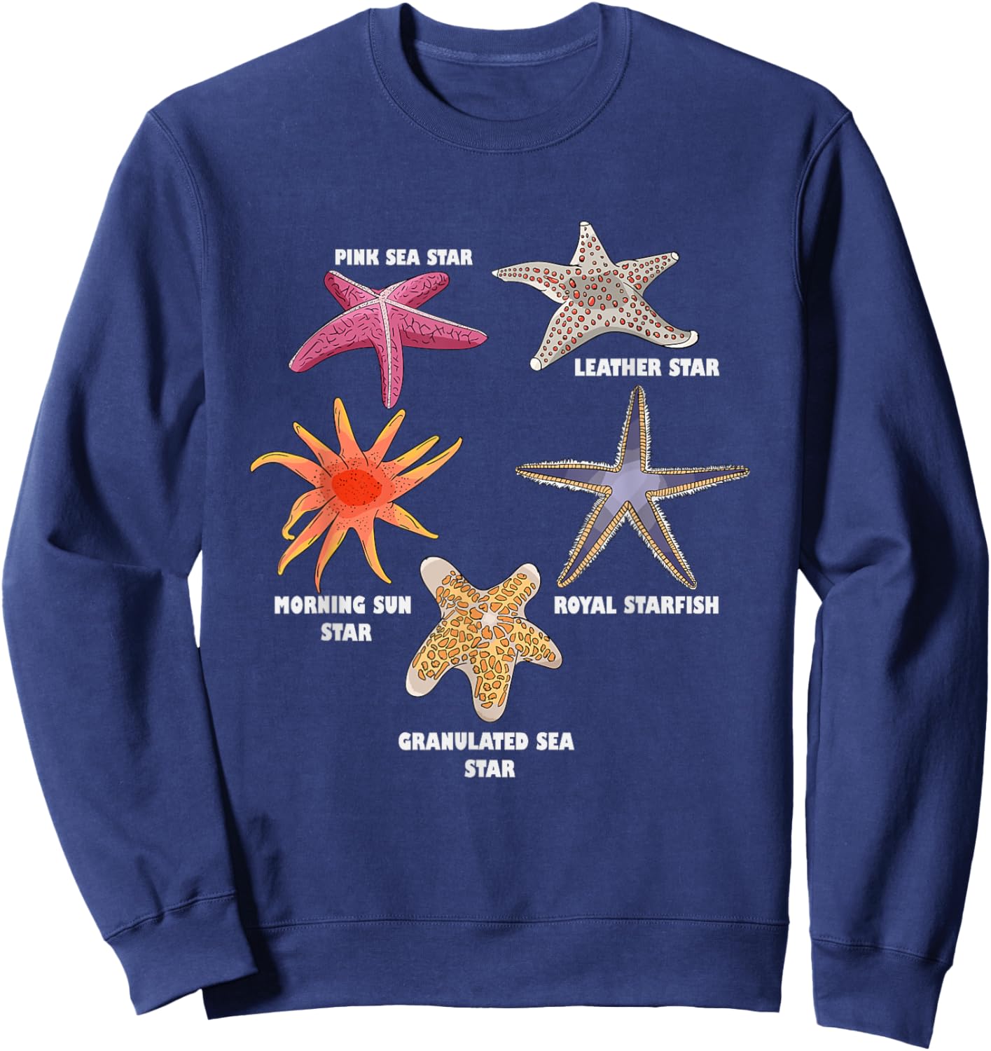 Sea Star Types Starfish Species Underwater Marine Starfish Sweatshirt - Sweatshirt | Navy