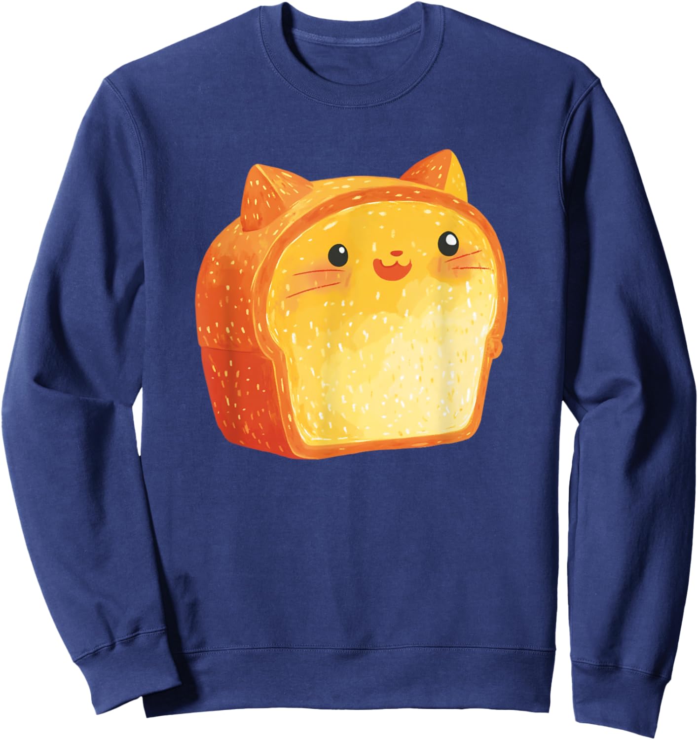 Cute Cat Loaf Illustration Bread Cat Sweatshirt - Sweatshirt | Navy