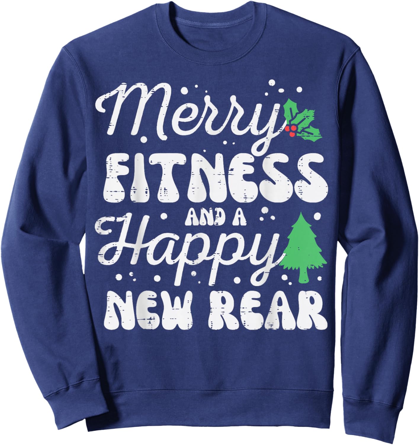 Christmas Merry Fitness Happy New Rear Xmas Workout Women Sweatshirt - Sweatshirt | Navy