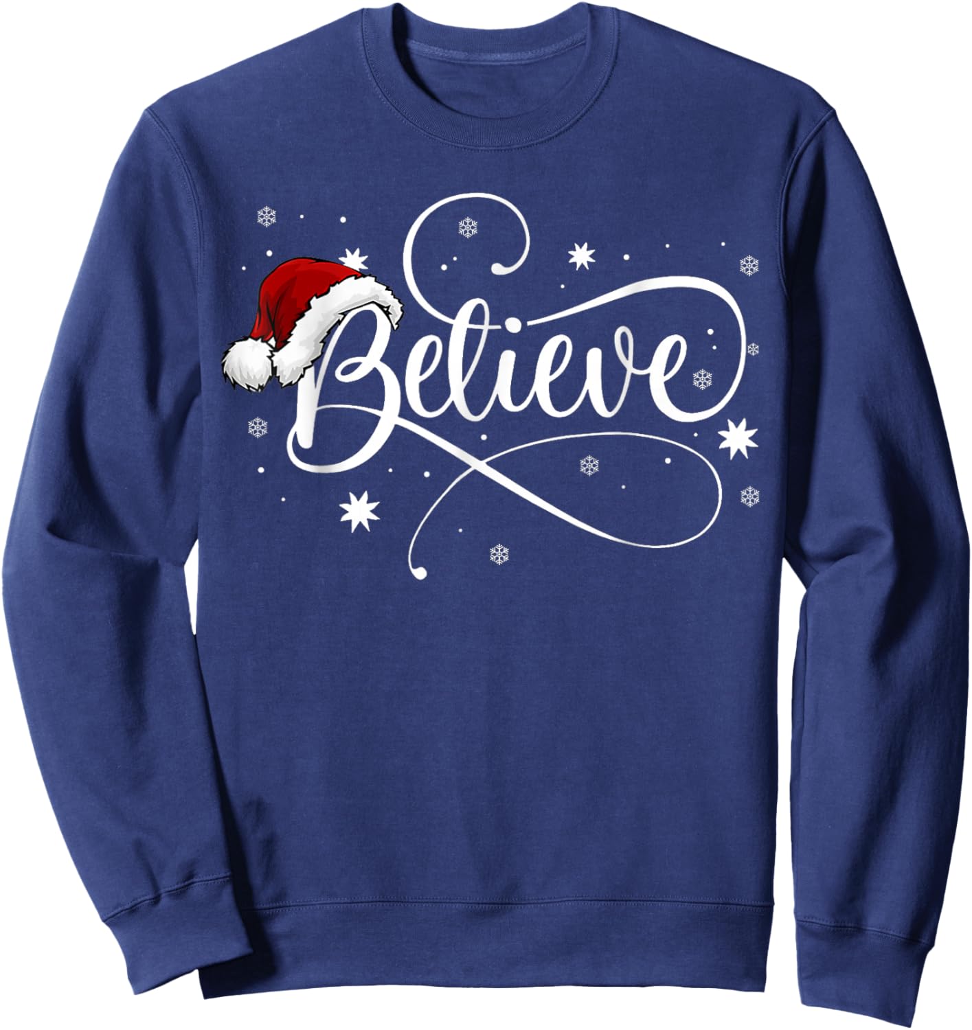 Christmas Shirt - Believe Santa Claus Believe Christmas Kids Sweatshirt - Sweatshirt | Navy
