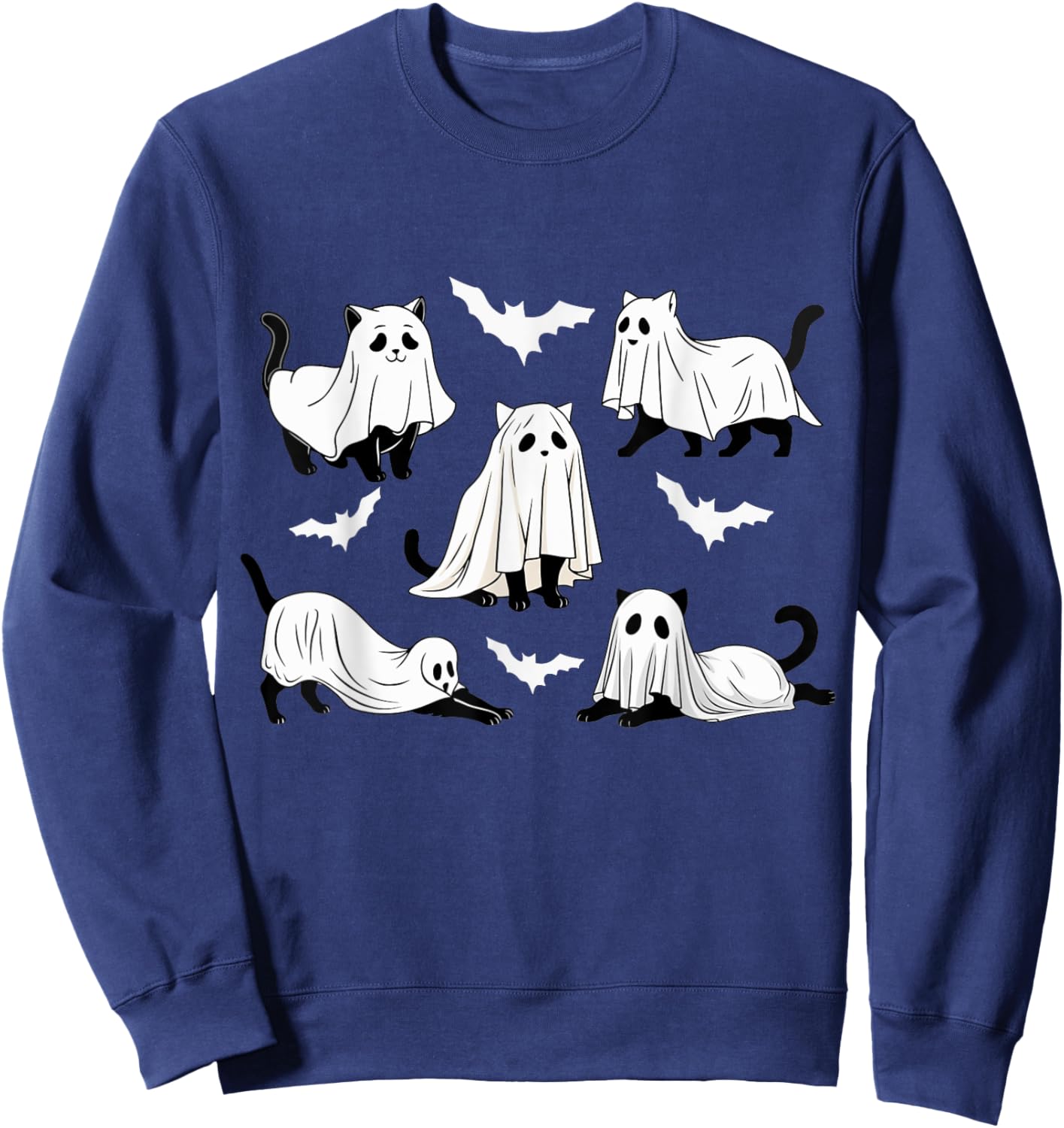 Halloween Cat Black Cat Halloween Scary Cat Angry Cat Funny Women Kids Sweatshirt - Sweatshirt | Navy