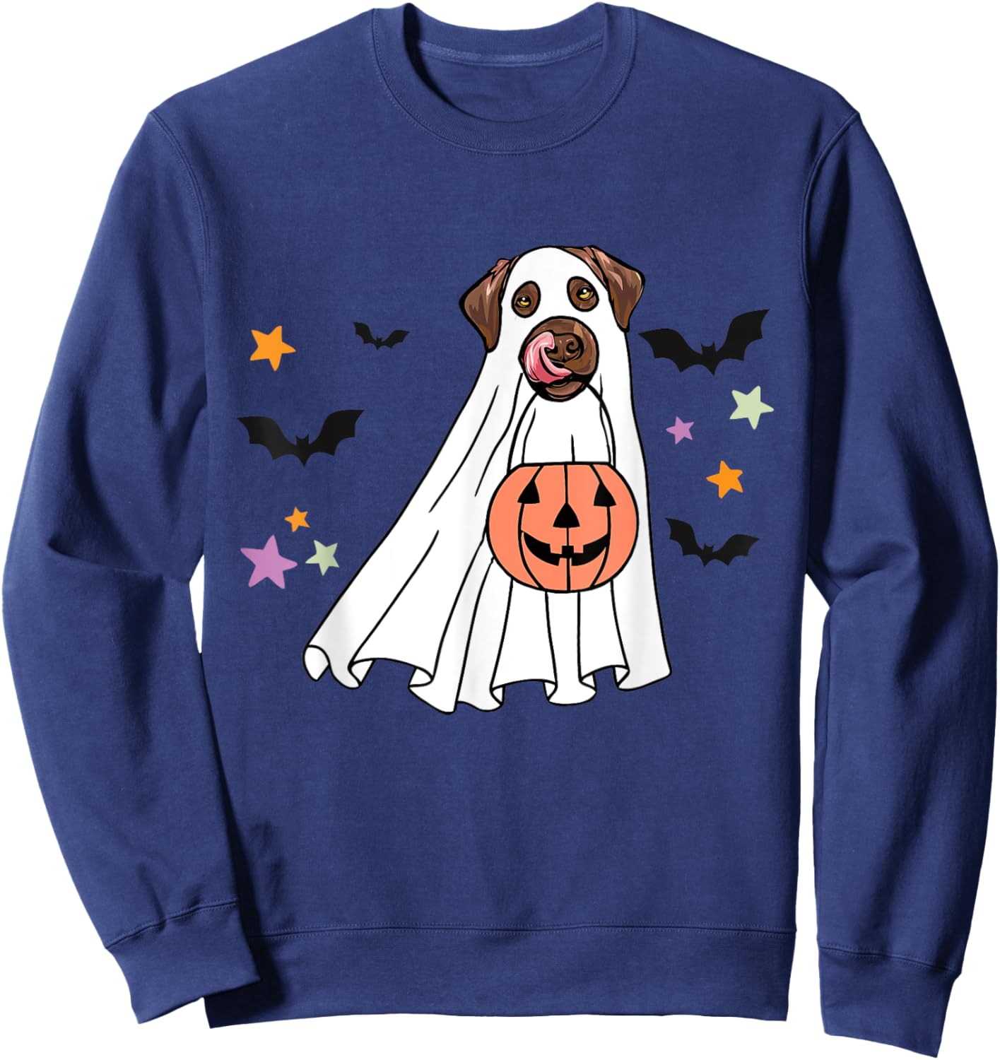 Ghost Chocolate Labrador Retriever Boo Dog Halloween Costume Women Sweatshirt - Sweatshirt | Navy