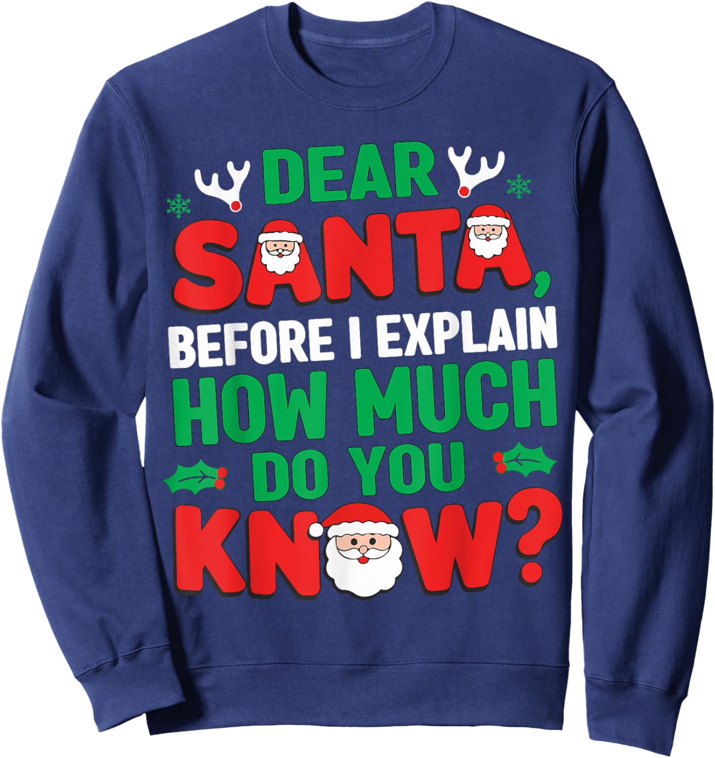 Dear Santa I Can Explain Funny Christmas Shirts Kids Boys Sweatshirt - Sweatshirt | Navy
