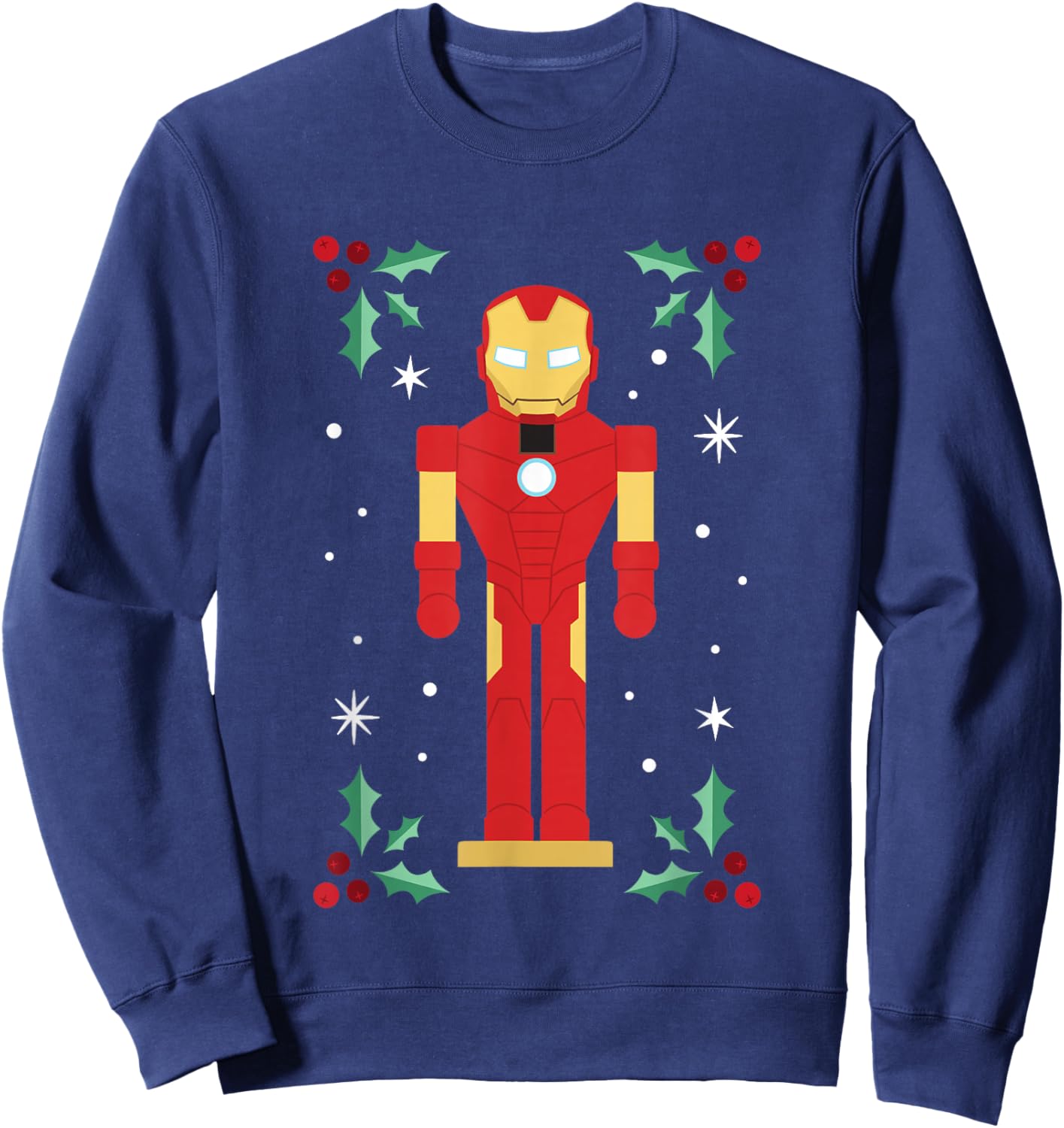 Marvel Christmas Nutcracker Iron Man Mistletoe Chest Logo Sweatshirt - Sweatshirt | Navy