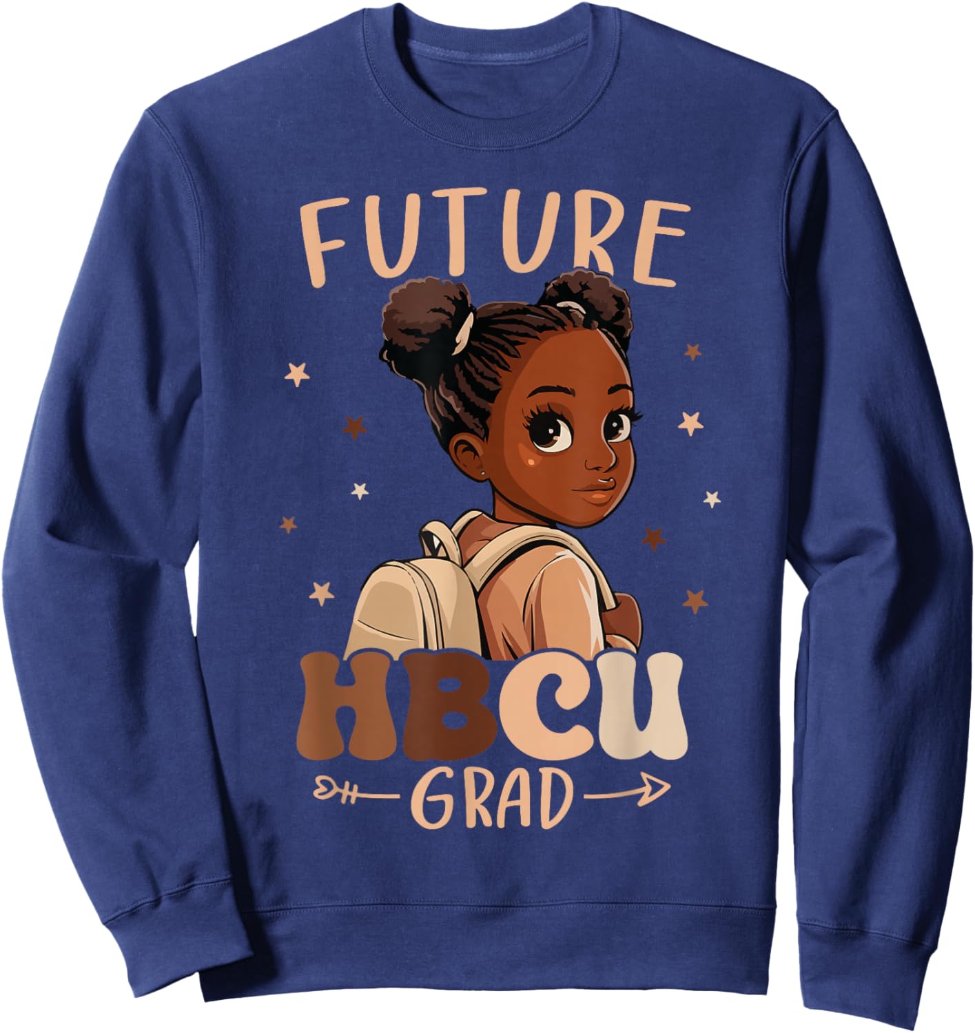 Future HBCU Grad kids Black Girl Afro Black History Month Sweatshirt - Sweatshirt | Navy