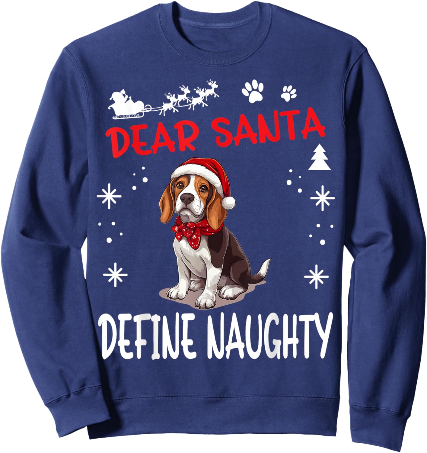 Cute Beagle dog Dog Christmas Dear Santa Define Naughty Sweatshirt - Sweatshirt | Navy