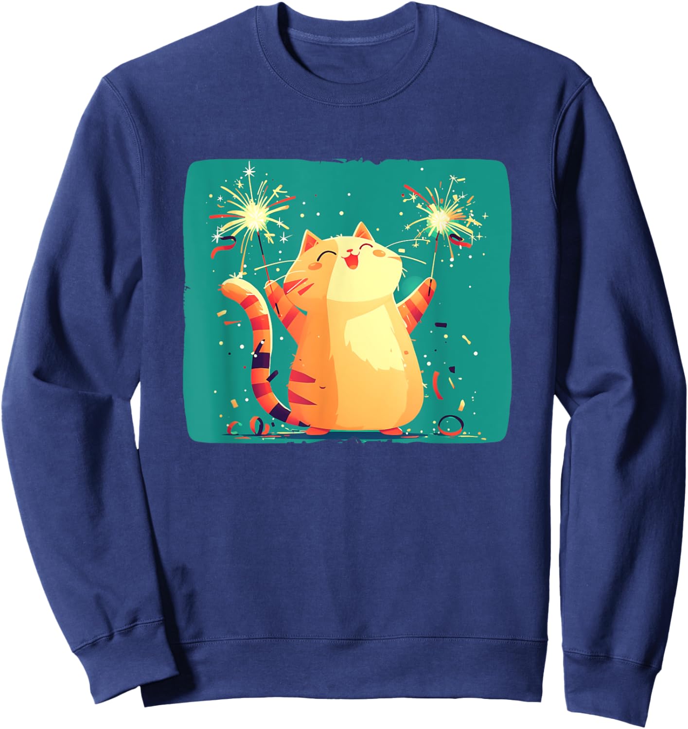 Happy New Year Cat Costume for a Fun Start Sweatshirt - Sweatshirt | Navy