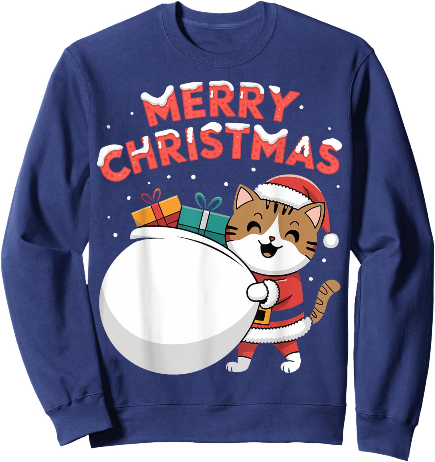 Merry Christmas Cat Sweatshirt - Sweatshirt | Navy