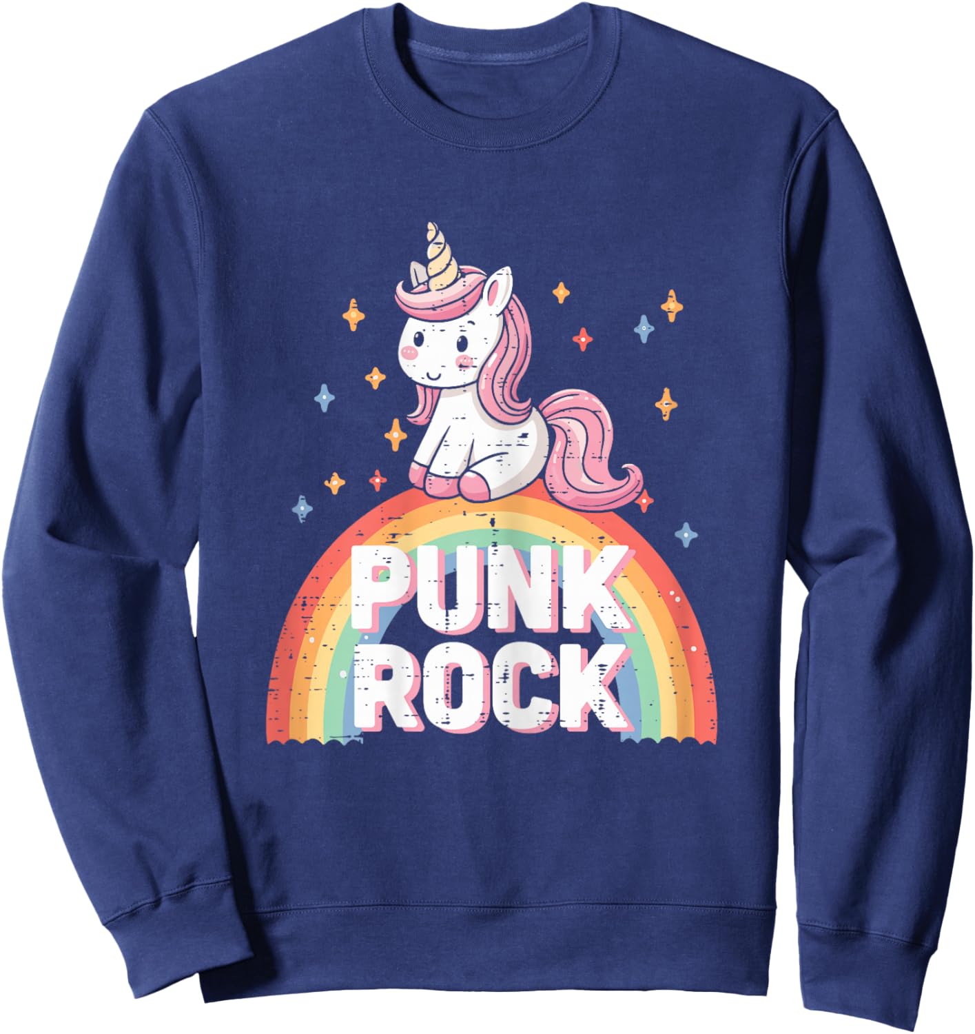 Music Rocker Unicorn Punk Rock Cute Toddler Girls Kids Women Sweatshirt - Sweatshirt | Navy