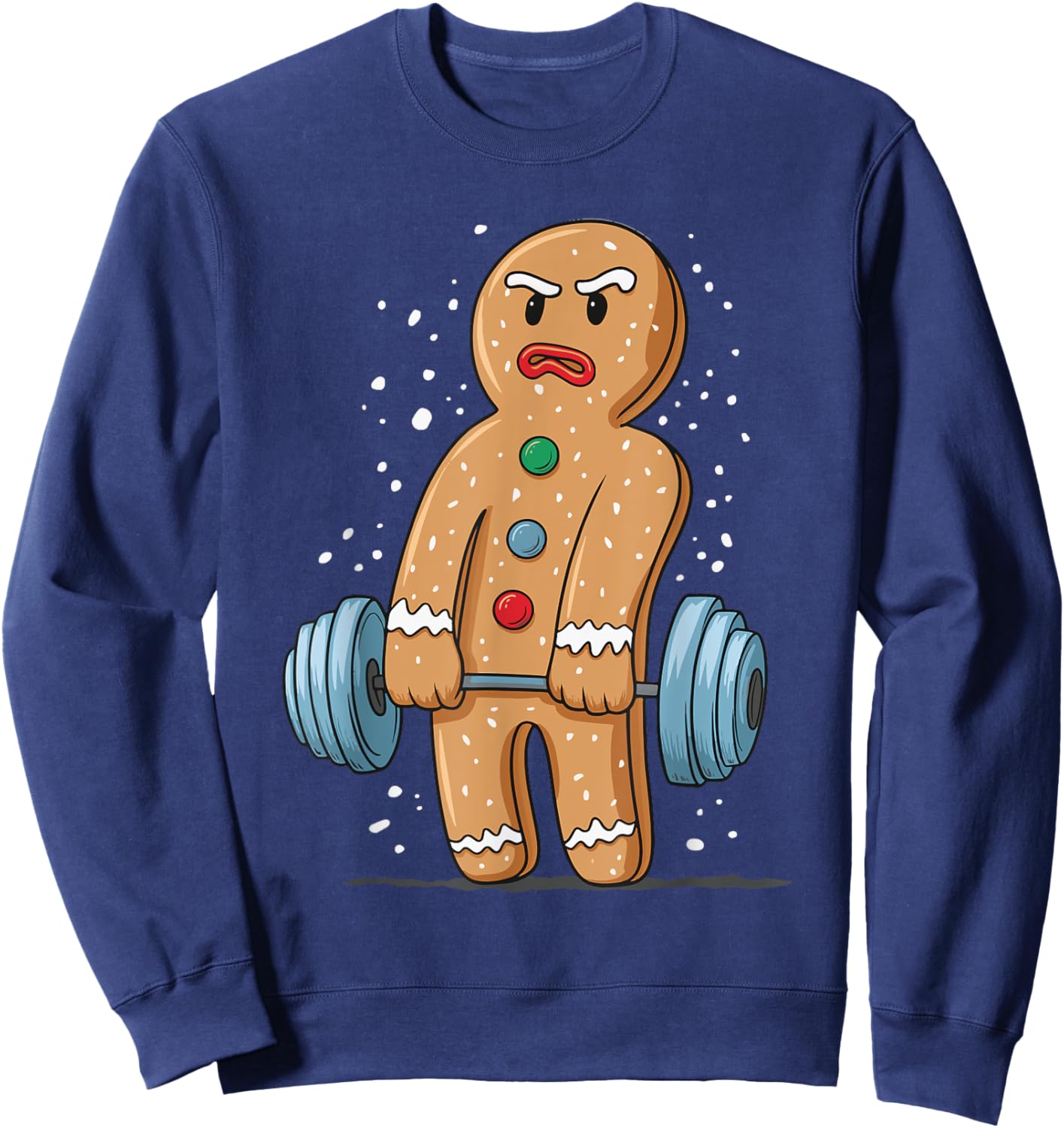 Gingerbread Weightlifting Workout Bodybuilding Sweatshirt - Sweatshirt | Navy