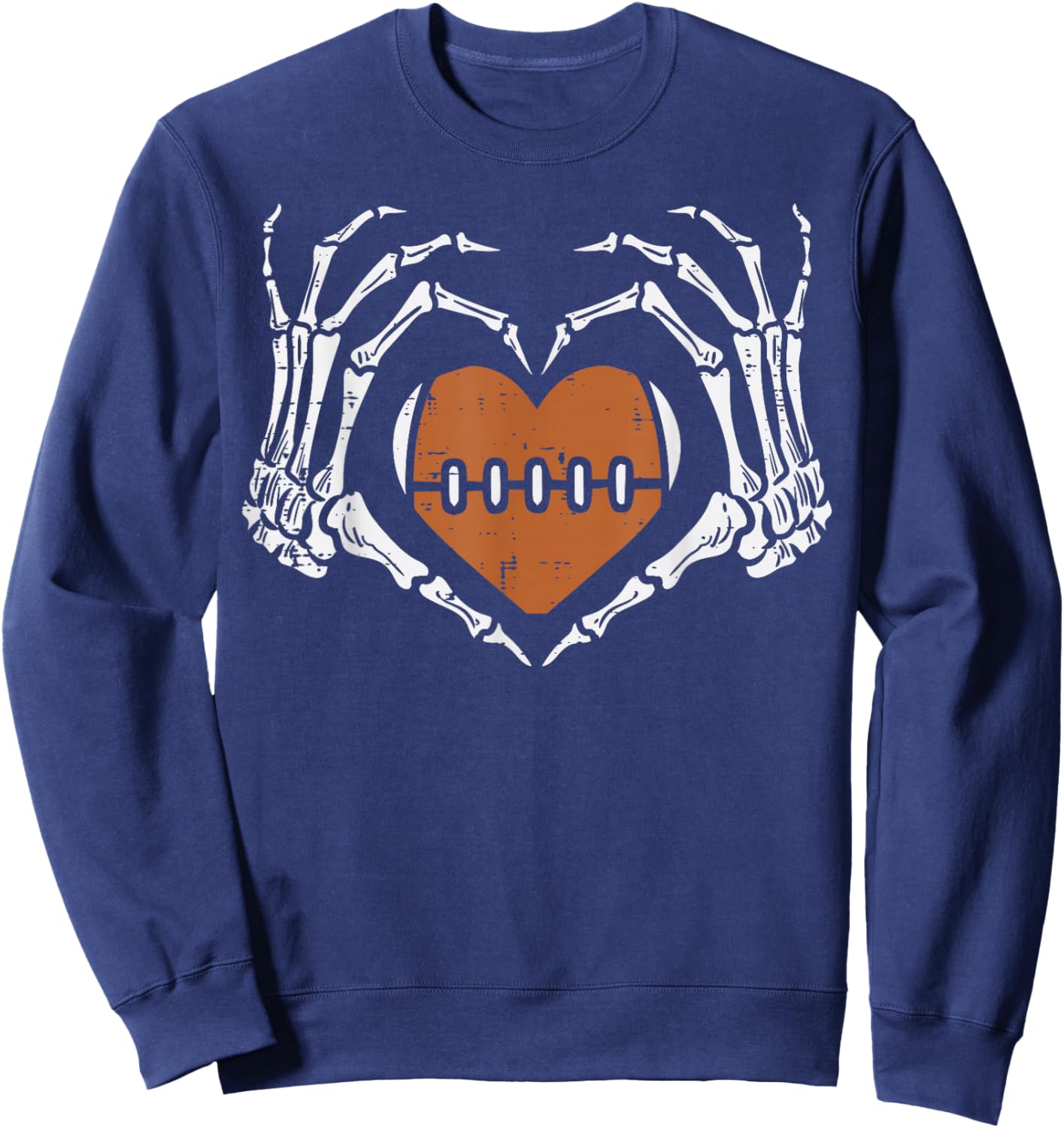 Halloween Football Heart Skeleton Hand Costume Boys Kids Men Sweatshirt - Sweatshirt | Navy