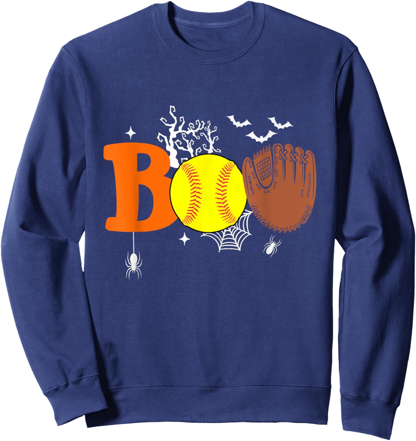 Boo Softball Halloween Spooky Halloween Softball Player Sweatshirt - Sweatshirt | Navy