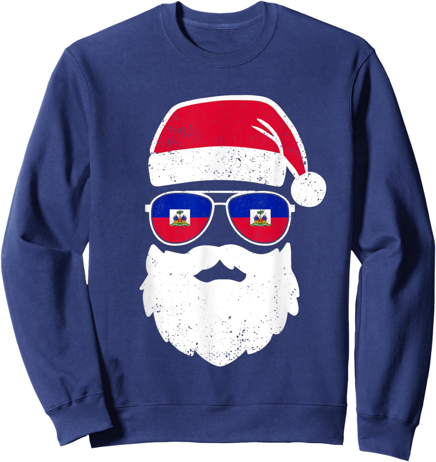 Funny Haitian Christmas Pajama Funny Haitian Matching Family Sweatshirt - Sweatshirt | Navy
