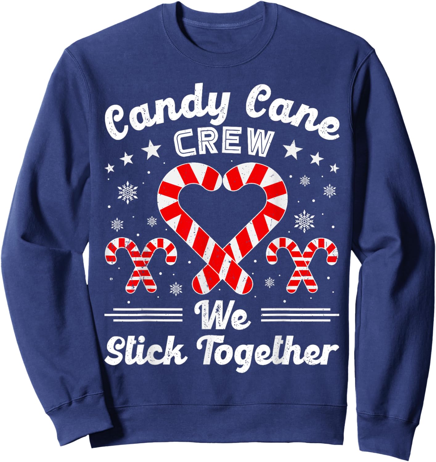 Christmas Candy Cane Heart Crew Family Matching Pajamas Sweatshirt - Sweatshirt | Navy