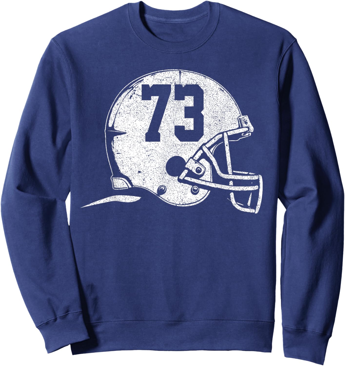 Number 73 Football Helmet Player Fun Number Sweatshirt - Sweatshirt | Navy