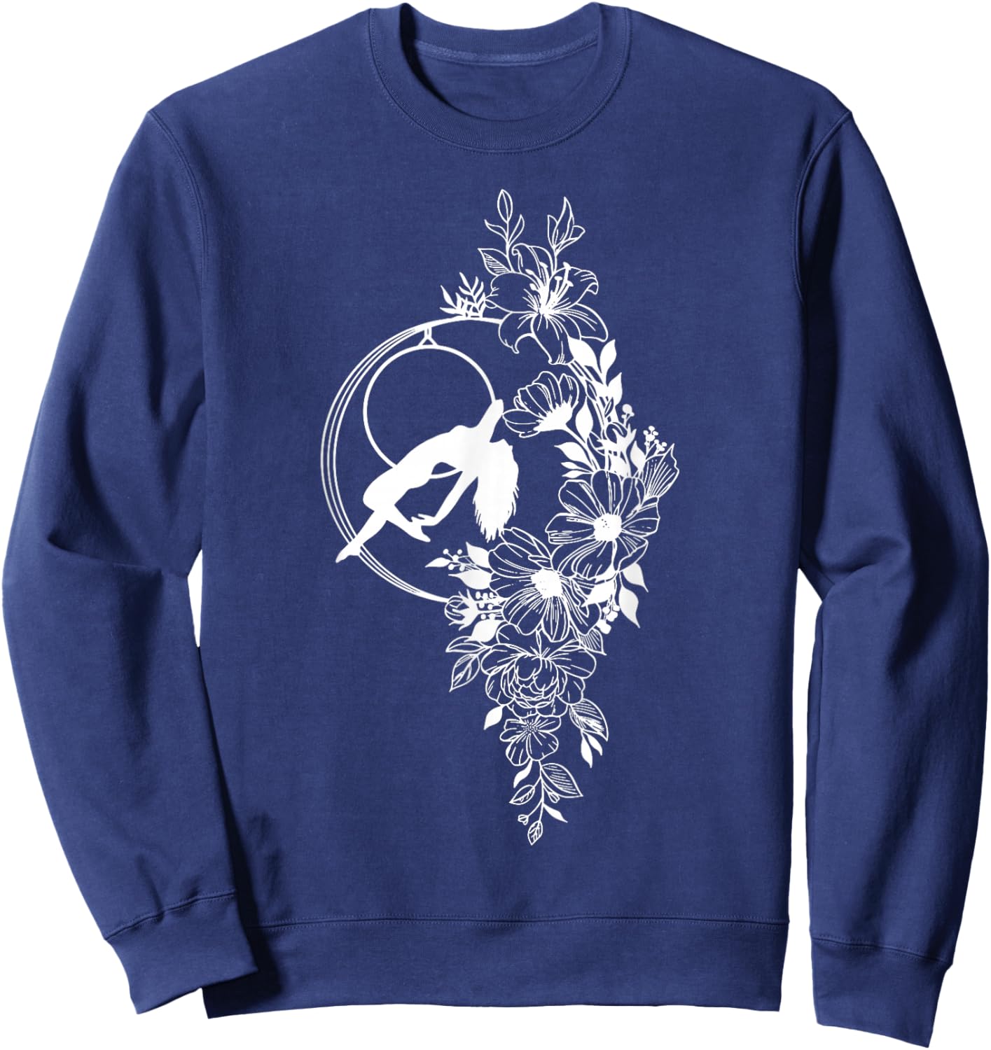 Retro Aerial Hoop Floral Hoop Women Dancer Aerial Acrobatics Sweatshirt - Sweatshirt | Navy