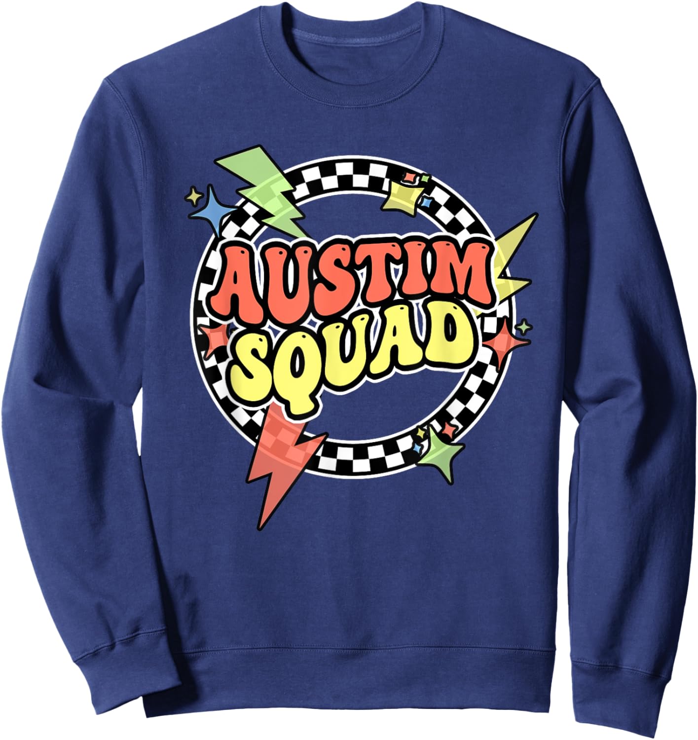 Retro Autism Squad Support Autism Mom Dad Funny For Kids Men Sweatshirt - Sweatshirt | Navy