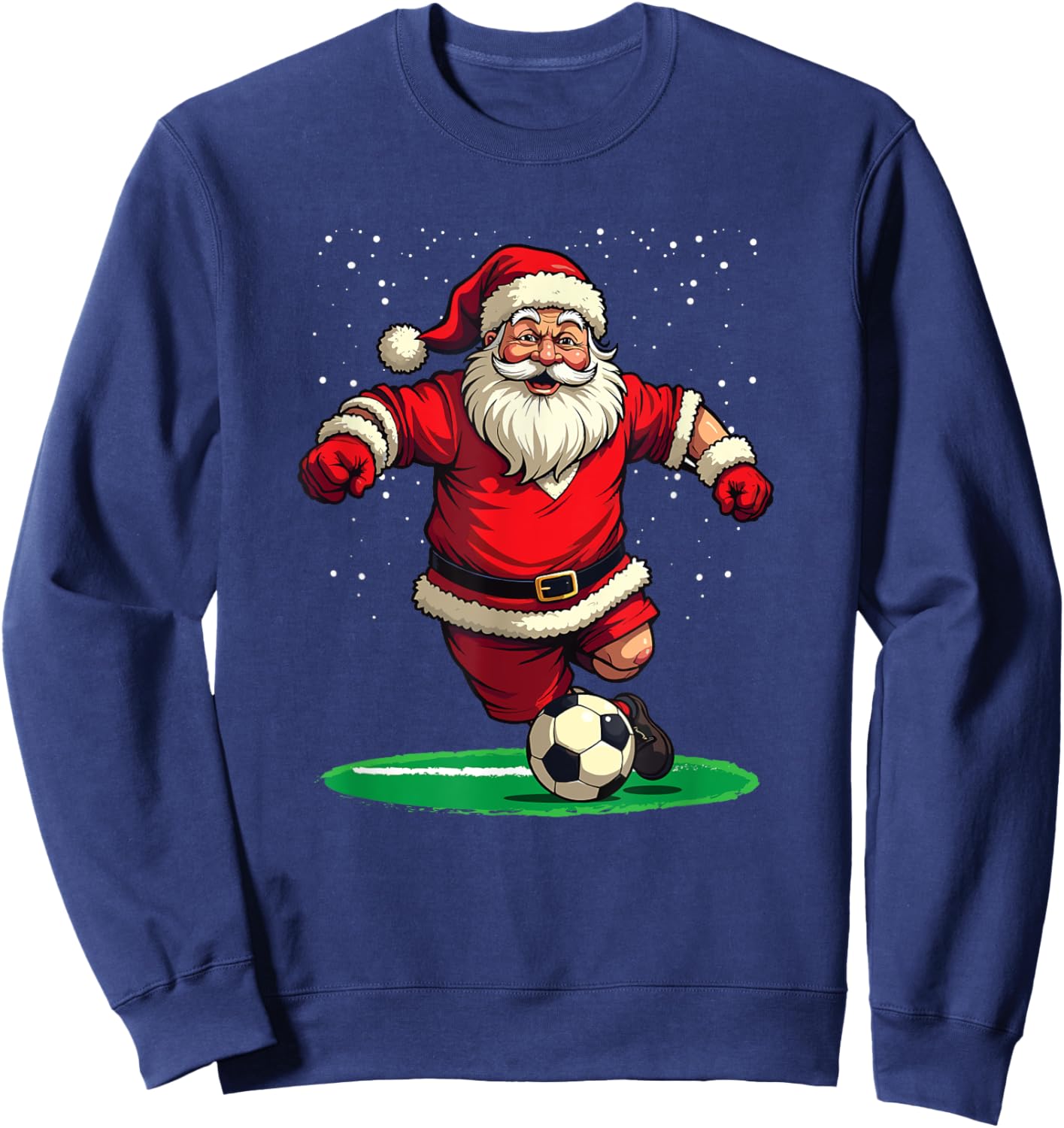 Santa Playing Soccer Christmas Football Fan Sweatshirt - Sweatshirt | Navy