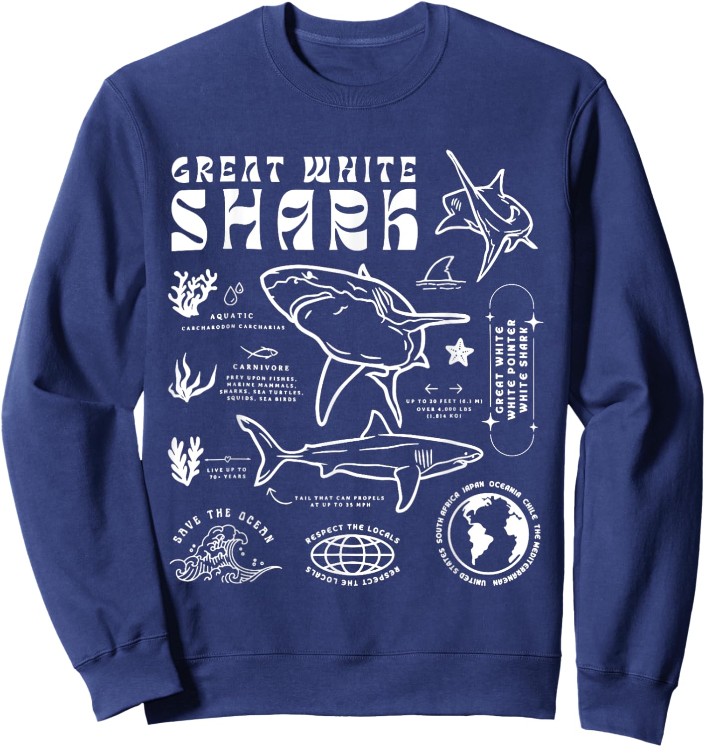Great White Shark Anatomy Marine Biologist Sweatshirt - Sweatshirt | Navy