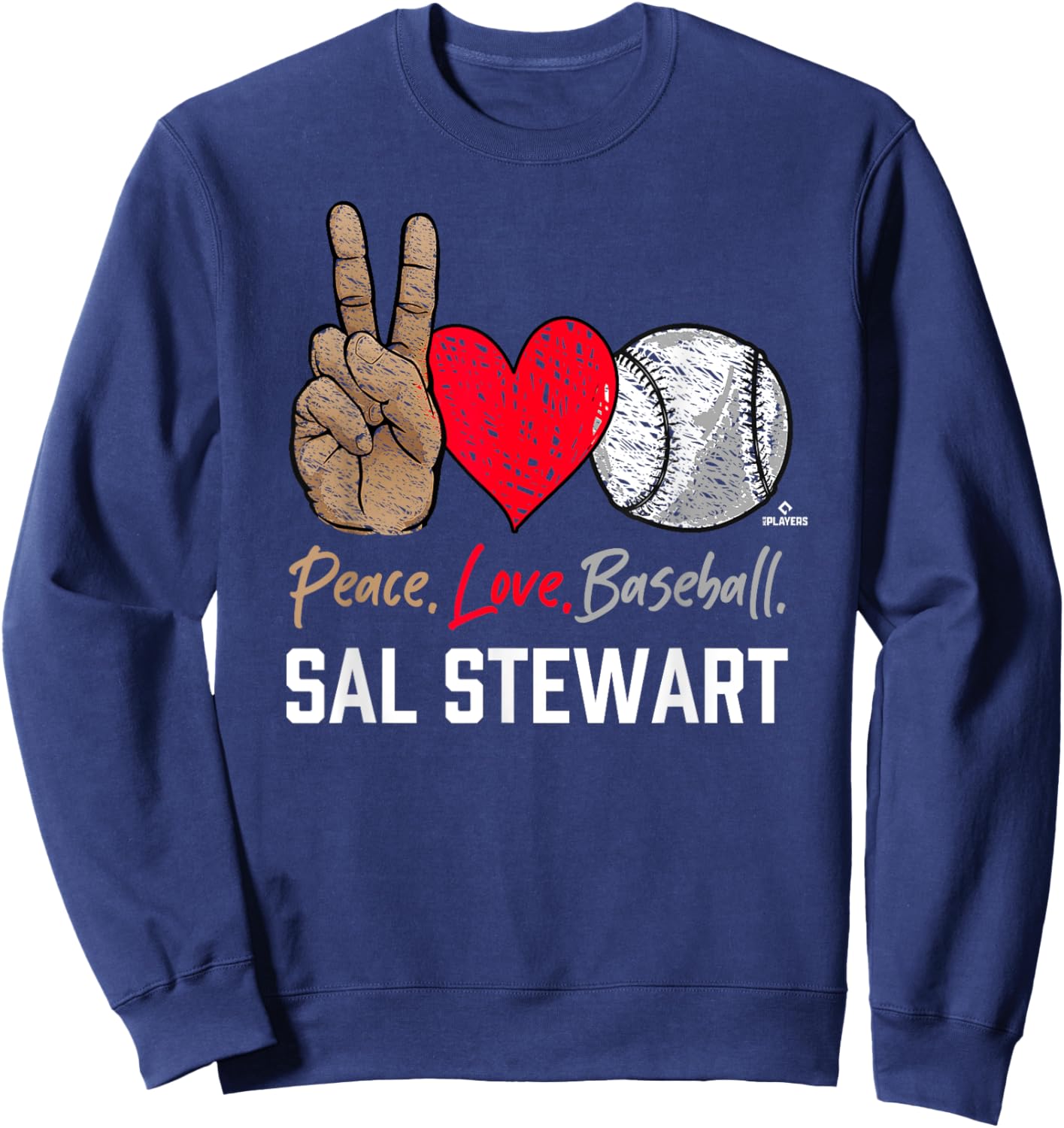 Peace Love Sal Stewart Prospect Baseball Fan Gear Sweatshirt - Sweatshirt | Navy