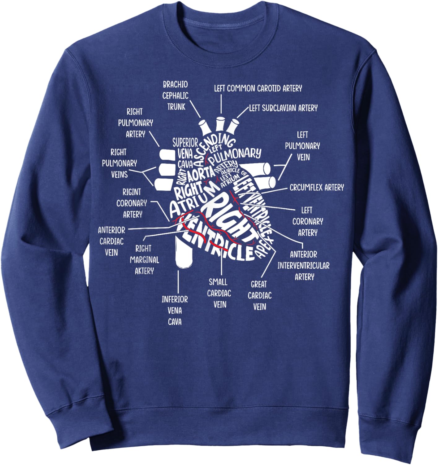 Medical Humor Cardiology Anatomical Heart Cardiac Nurse Sweatshirt - Sweatshirt | Navy