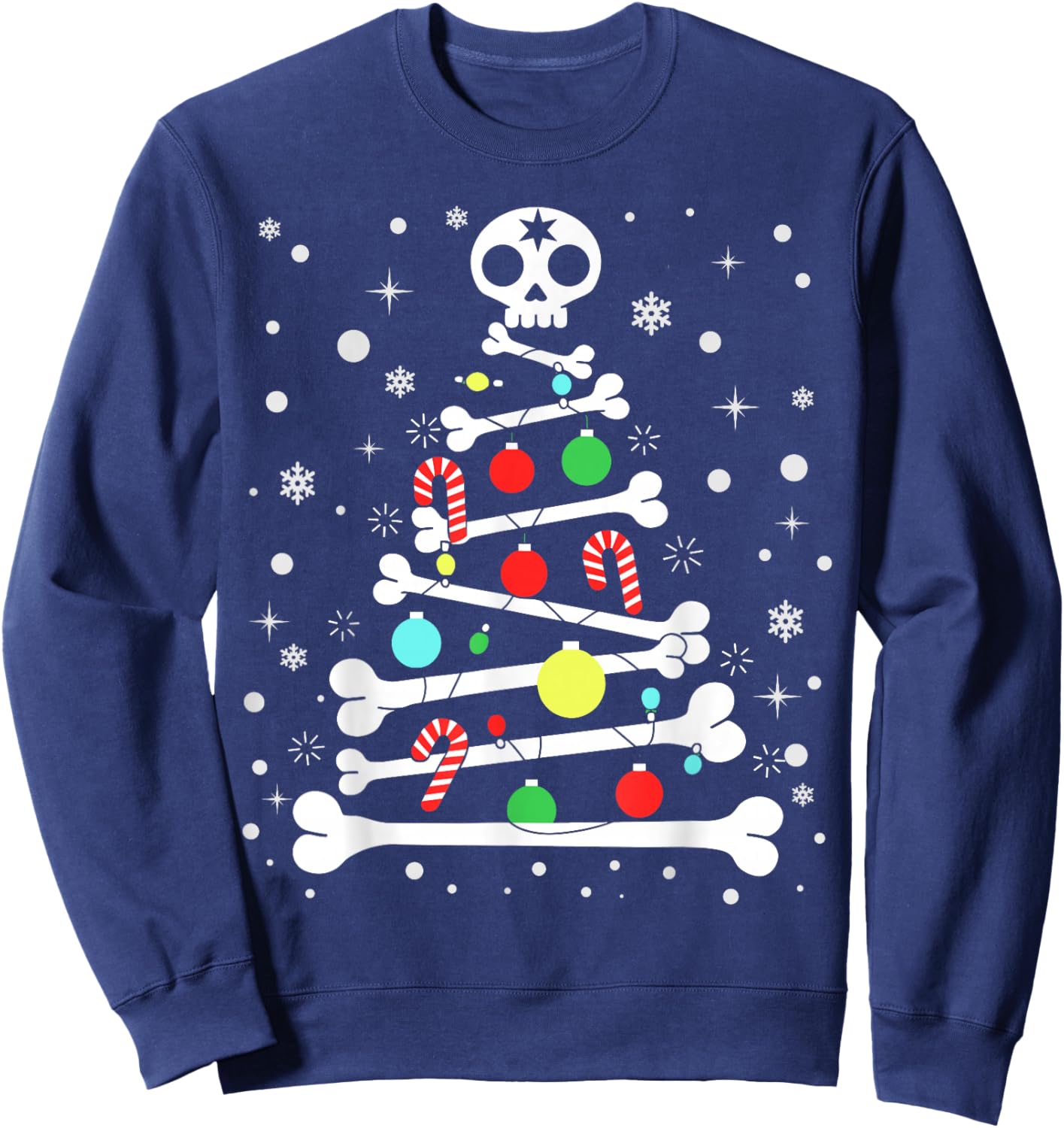 Funny Xmas Bones Skeleton Christmas Tree Sweatshirt - Sweatshirt | Navy