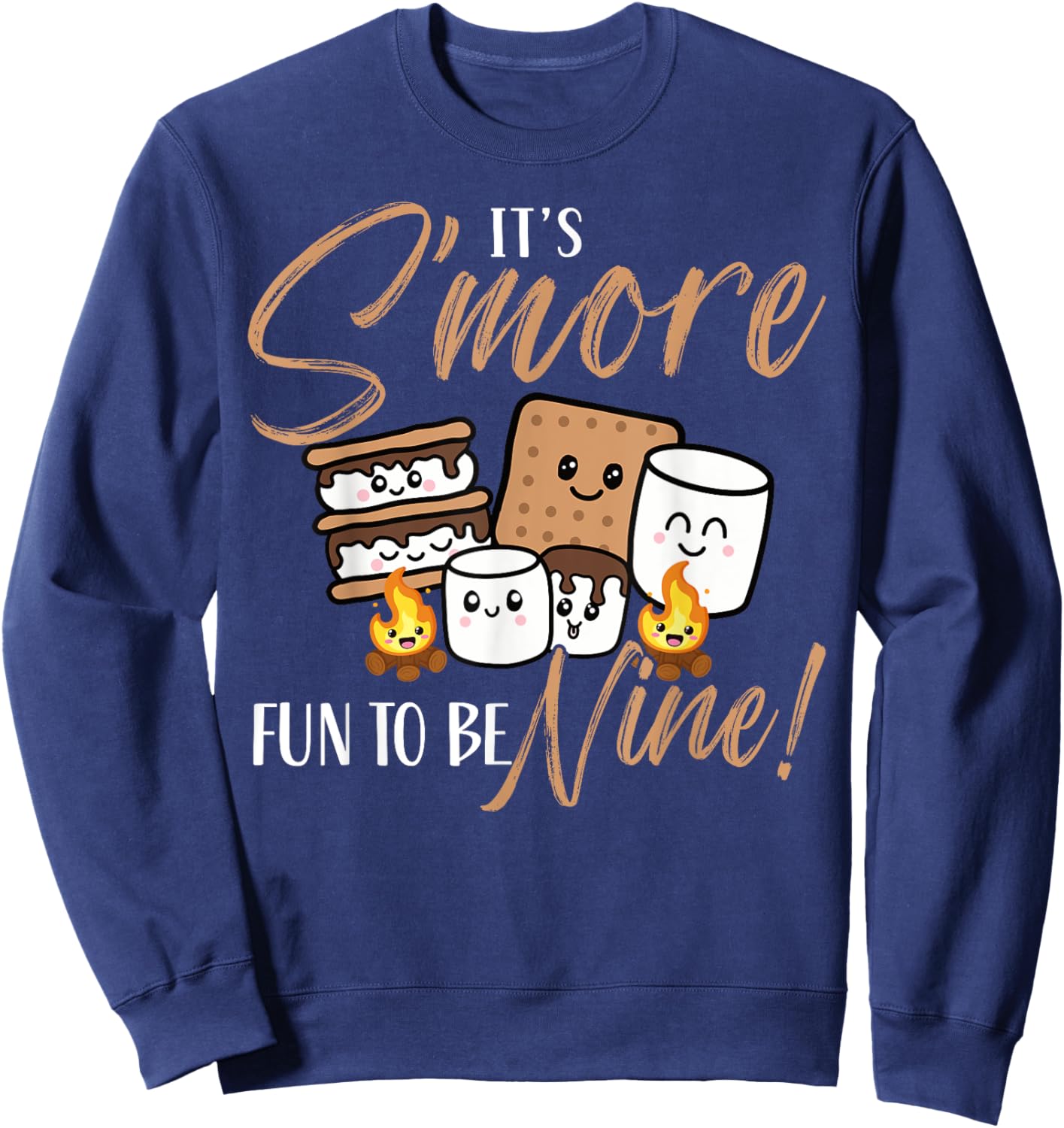 Birthday Campfire Marshmallow It's S'more Fun To Be Nine 9th Sweatshirt - Sweatshirt | Navy